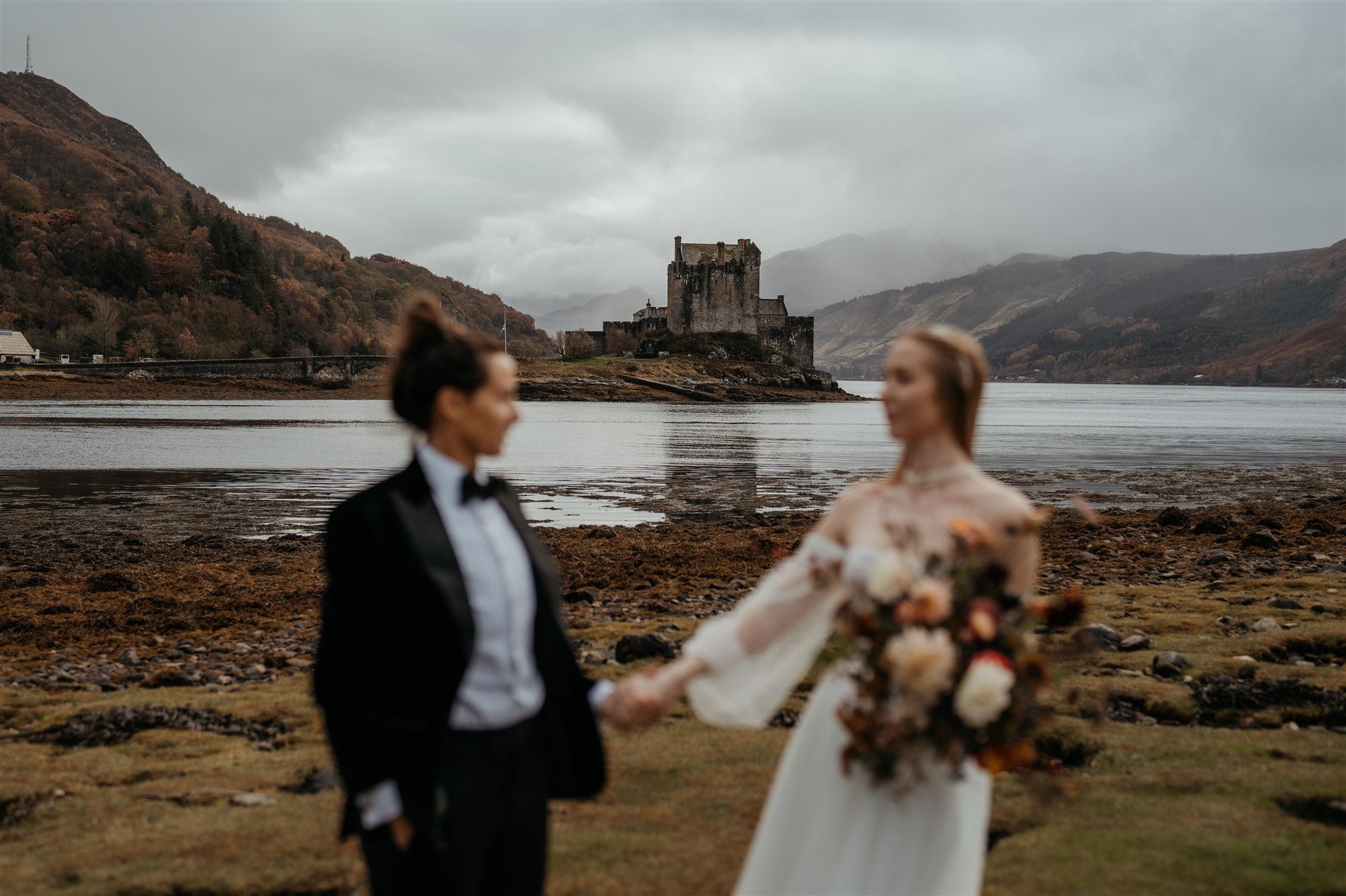 Elopement photos with two brides on the Isle of Skye Scotland