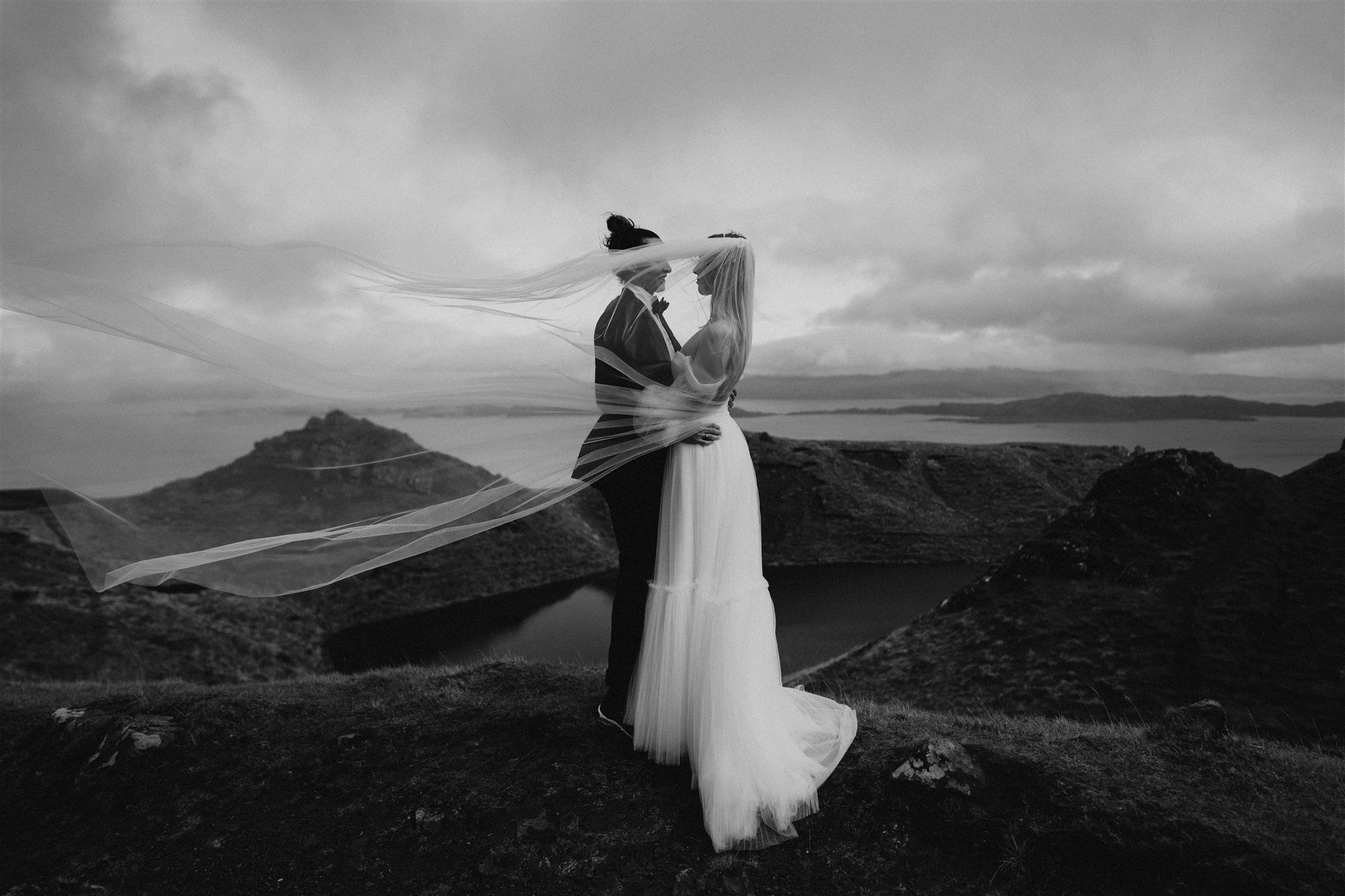 Bridal portraits during Isle of Skye Scotland elopement