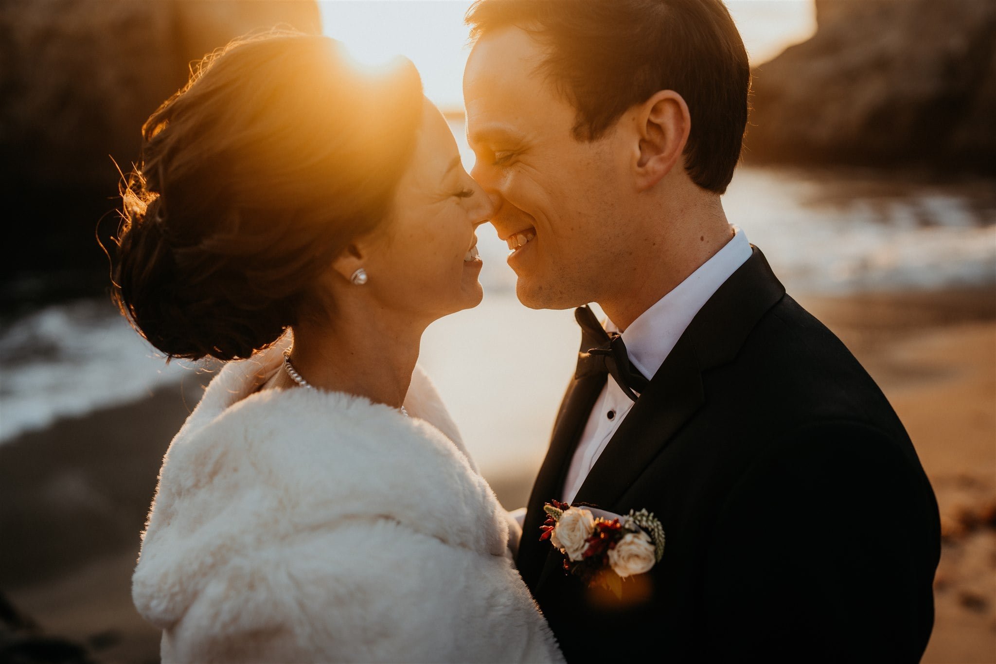 Sunset couple photos on the beach in Santa Cruz, California