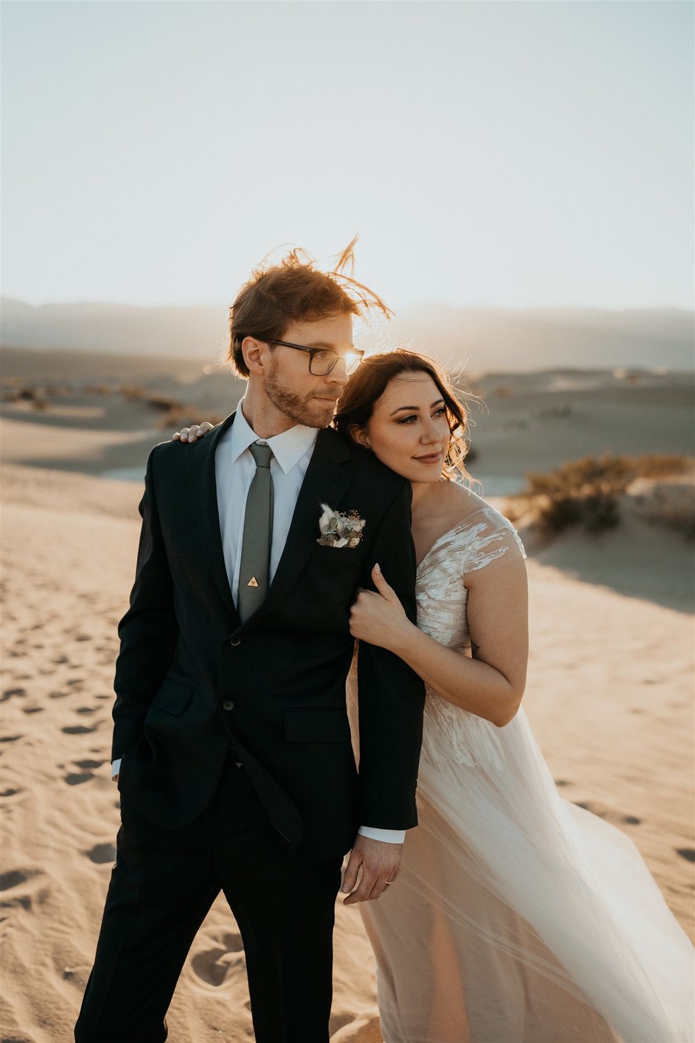Bride and groom elopement photos in Death Valley National Park