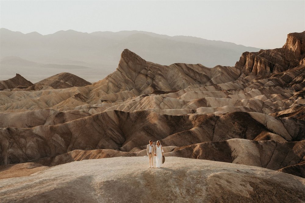 Desert elopement photos at Zabriskie Point in Death Valley