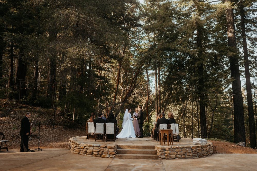 Forest wedding ceremony at Sequoia Retreat Center in California