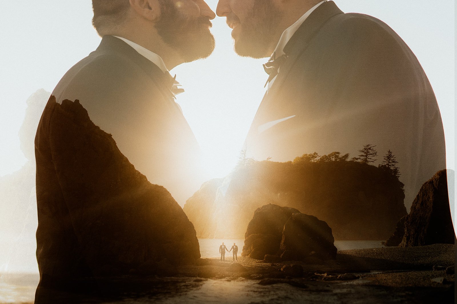 Two grooms eloping at Ruby Beach