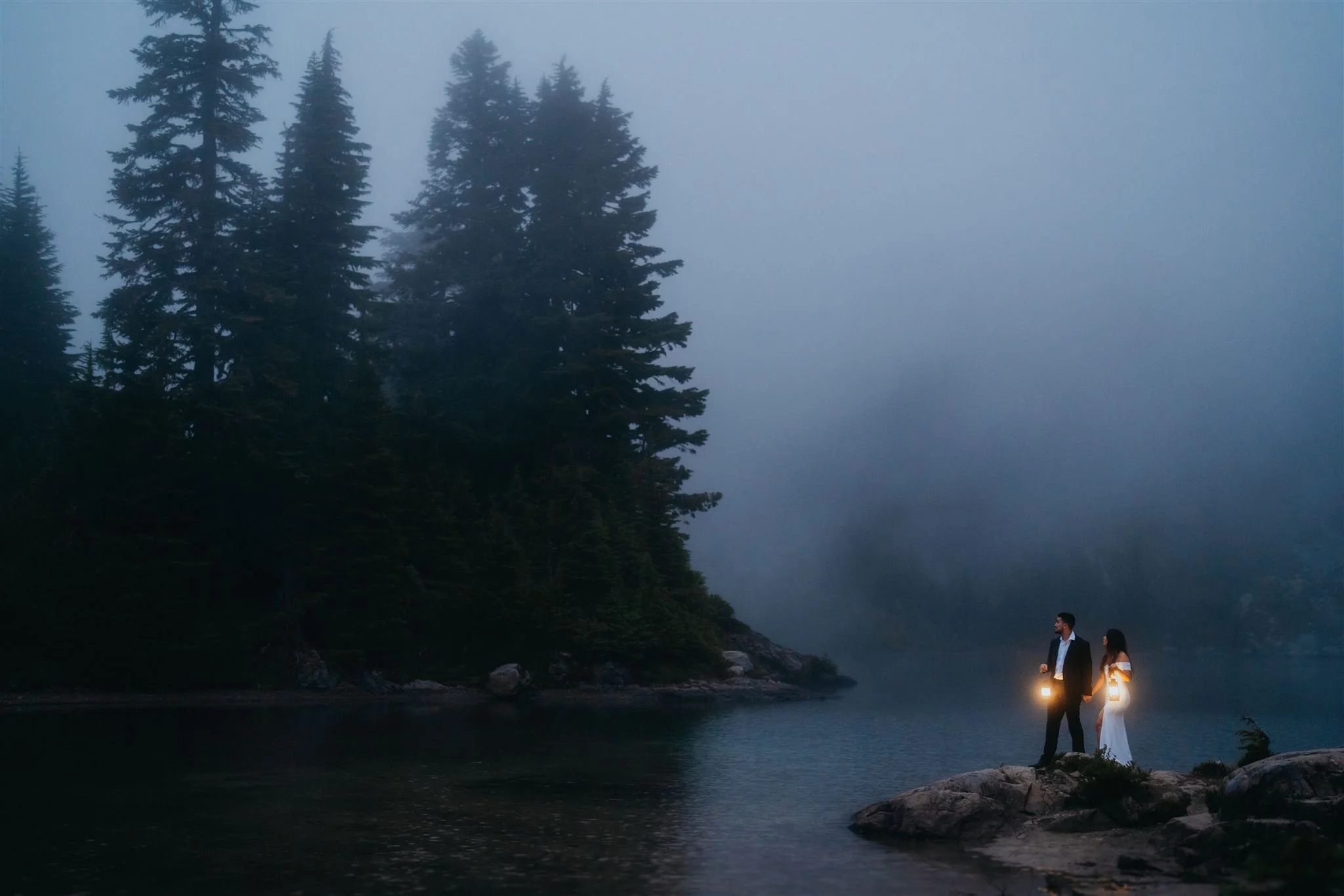 Mount Rainier night time elopement photography