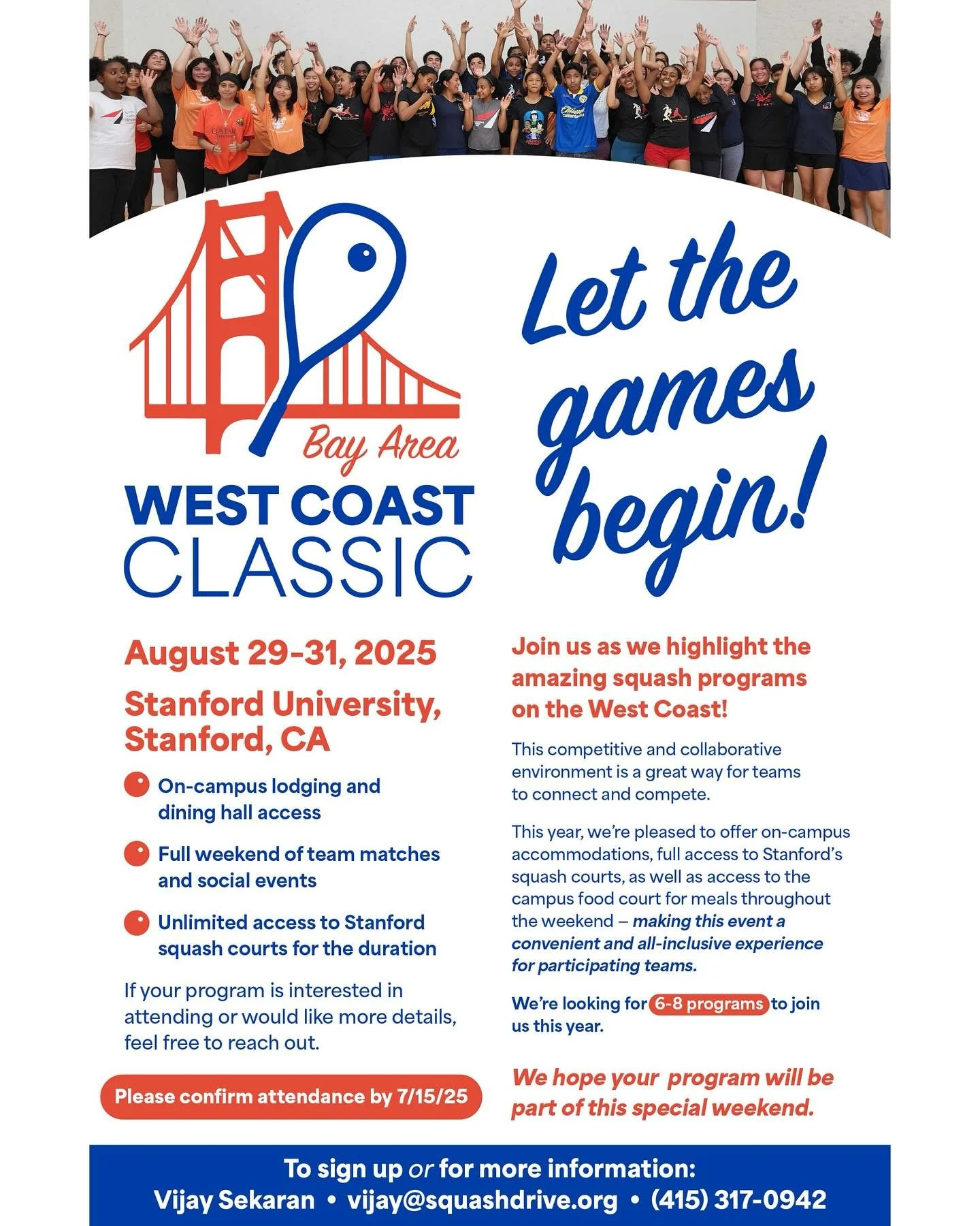 West Coast vibes! 
Join us at the West Coast Classic 2025 hosted at Stanford University! Aug 29&ndash;31 - Don&rsquo;t miss it! 🔥 #WCC2025 #Stanford #WestCoastClassic