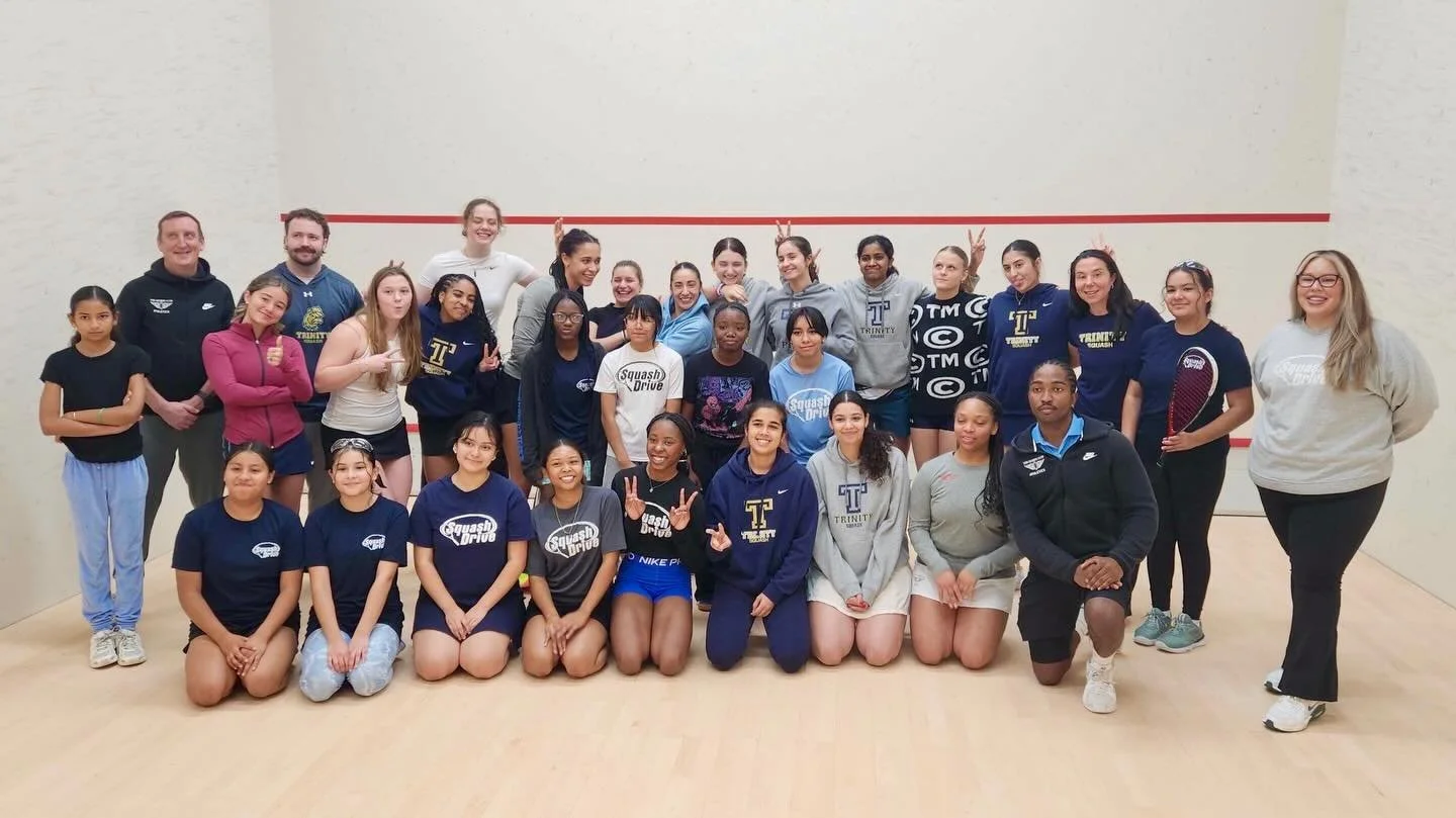 This weekend, SquashDrive and the Olympic Club had the joy of welcoming 13 phenomenal women from the Trinity College Squash Team, back-to-back champions, led by our incredible founder Lauren Patrizio.

Our SquashDrive girls had the special opportunit