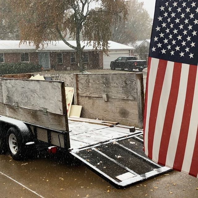 Snowy day for demo. #snow #firstsnow #demoday #contractor #bathroomremodel