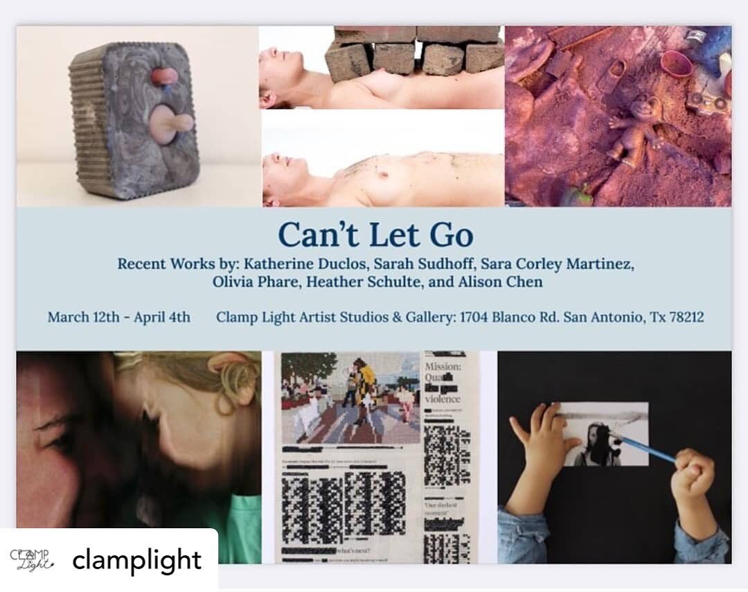 Posted @withregram &bull; @clamplight Happy Contemporary Art Month!
We are excited to share lots of  programming with y'all this month.
First, opening this Friday, March 12 is CAN'T LET GO, a group show hosted by Clamp Light resident artist Sara Corl