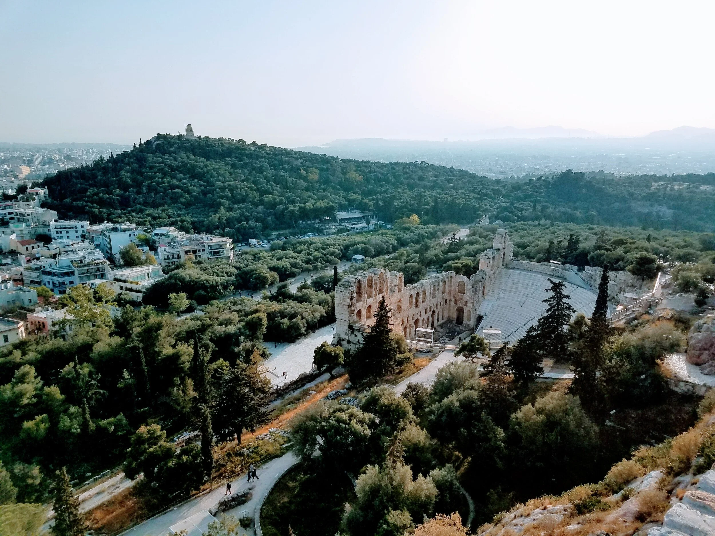 Aerial view of the Odeon of Herodes Atticus in Athens.