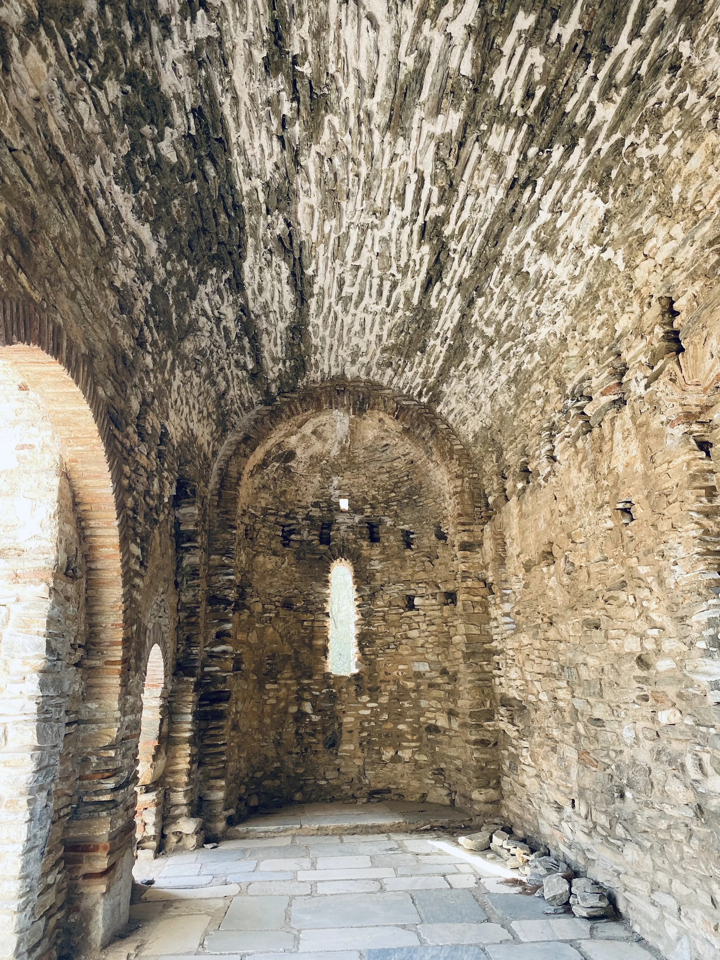 Ancient stone building with arched ceiling