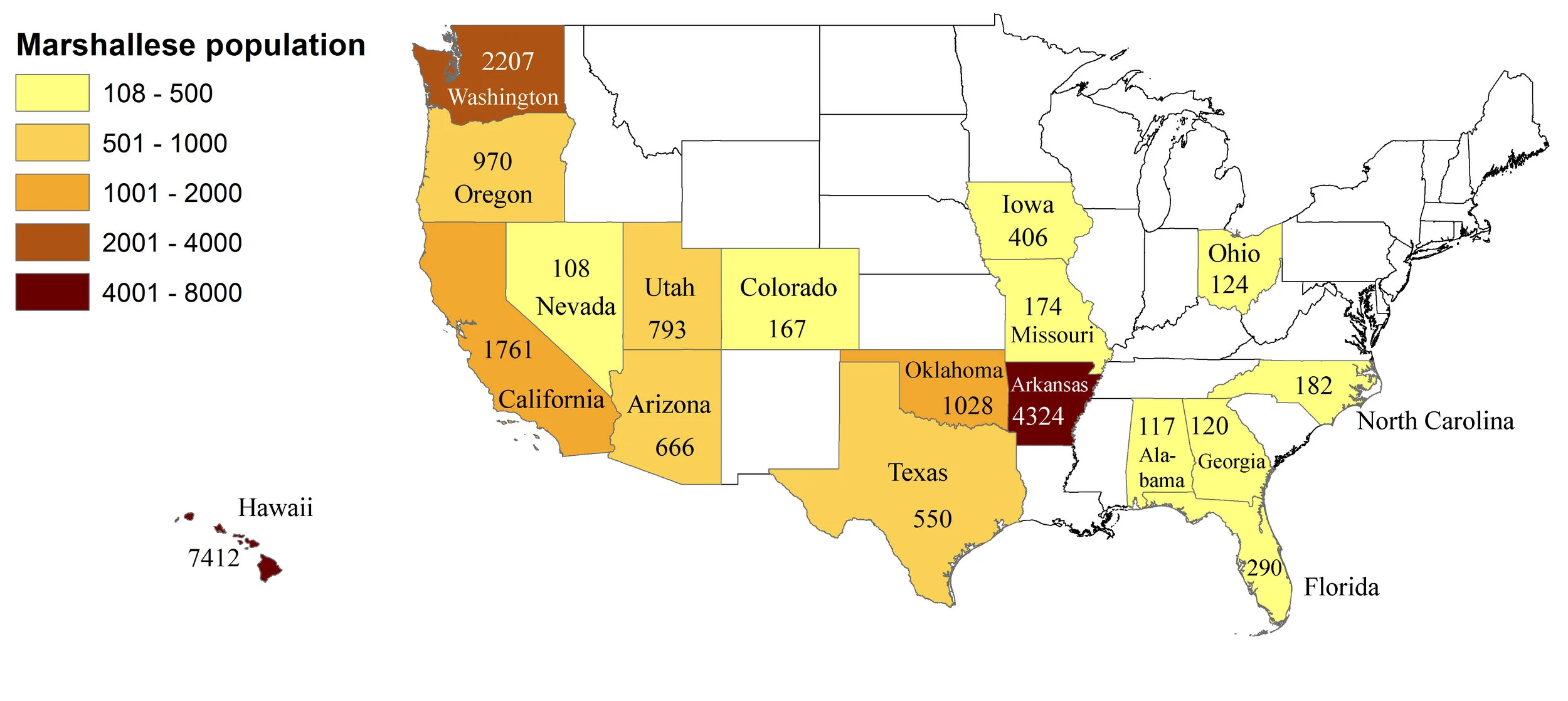 Source: The 2010 Census Summary File 2, Profile of General Population and Housing Characteristics: 2010. Map by the authors. Note: This map is for illustration purposes only. The boundaries and names shown and the designations used on this map do not imply official endorsement or acceptance by IOM.