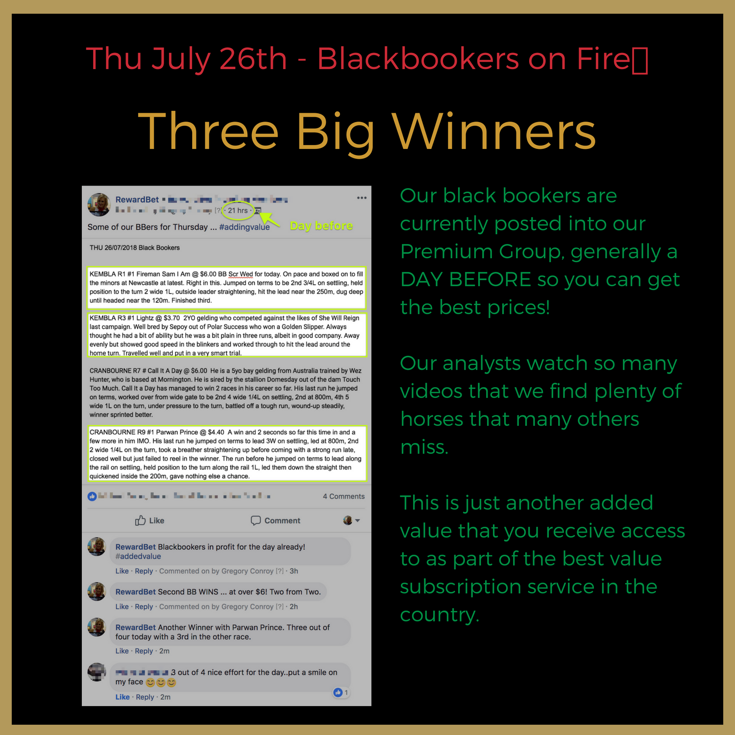 Three from four for today ... with prices at $6, $5.50 and $4.40!