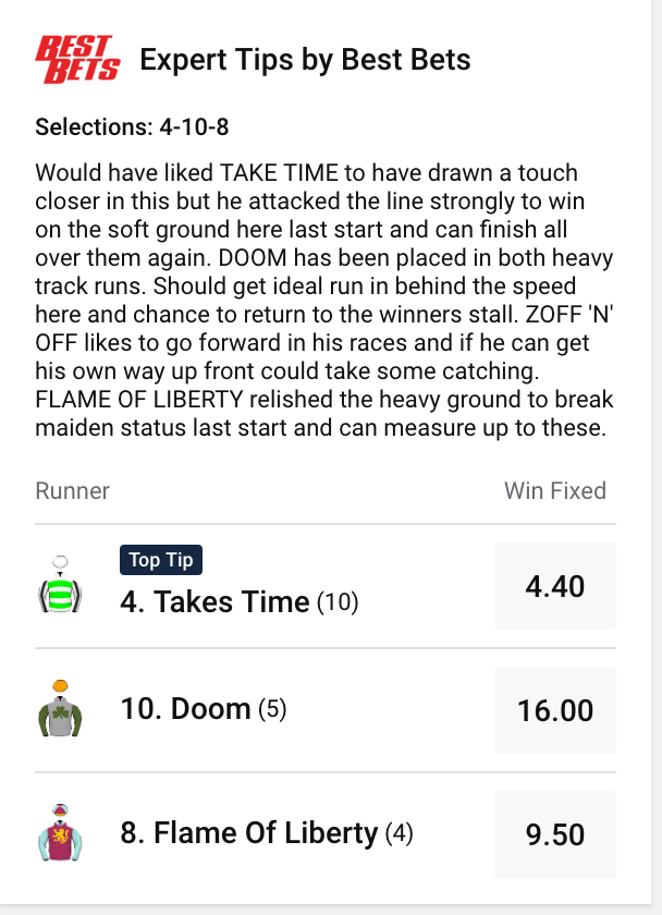 You can see here that Doom also had a positive comment from Best Bets on the SportsBet website.