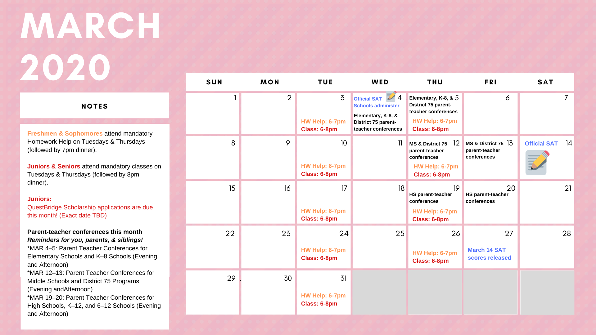 High School Calendar — The Armory Foundation