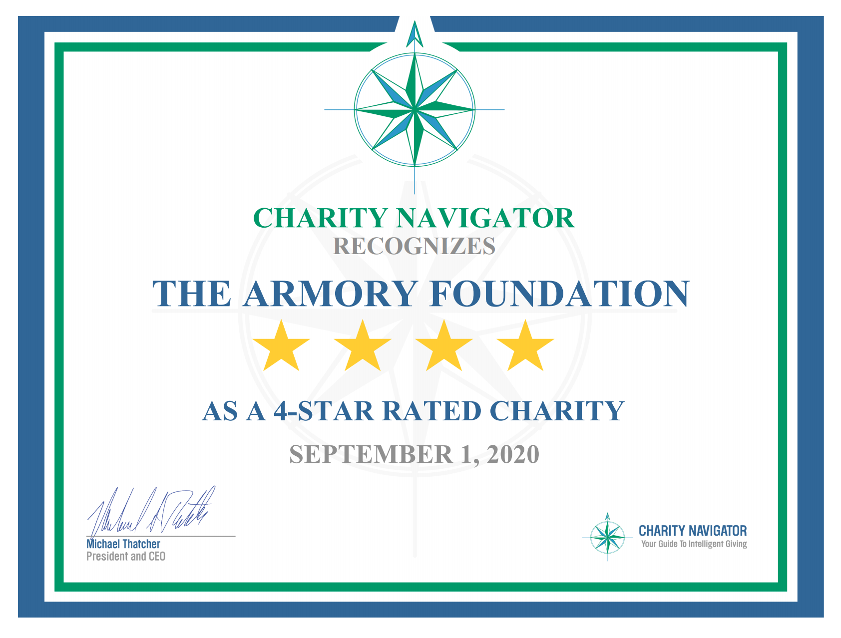 Armory Receives 6th Consecutive 4-Star Charity Rating