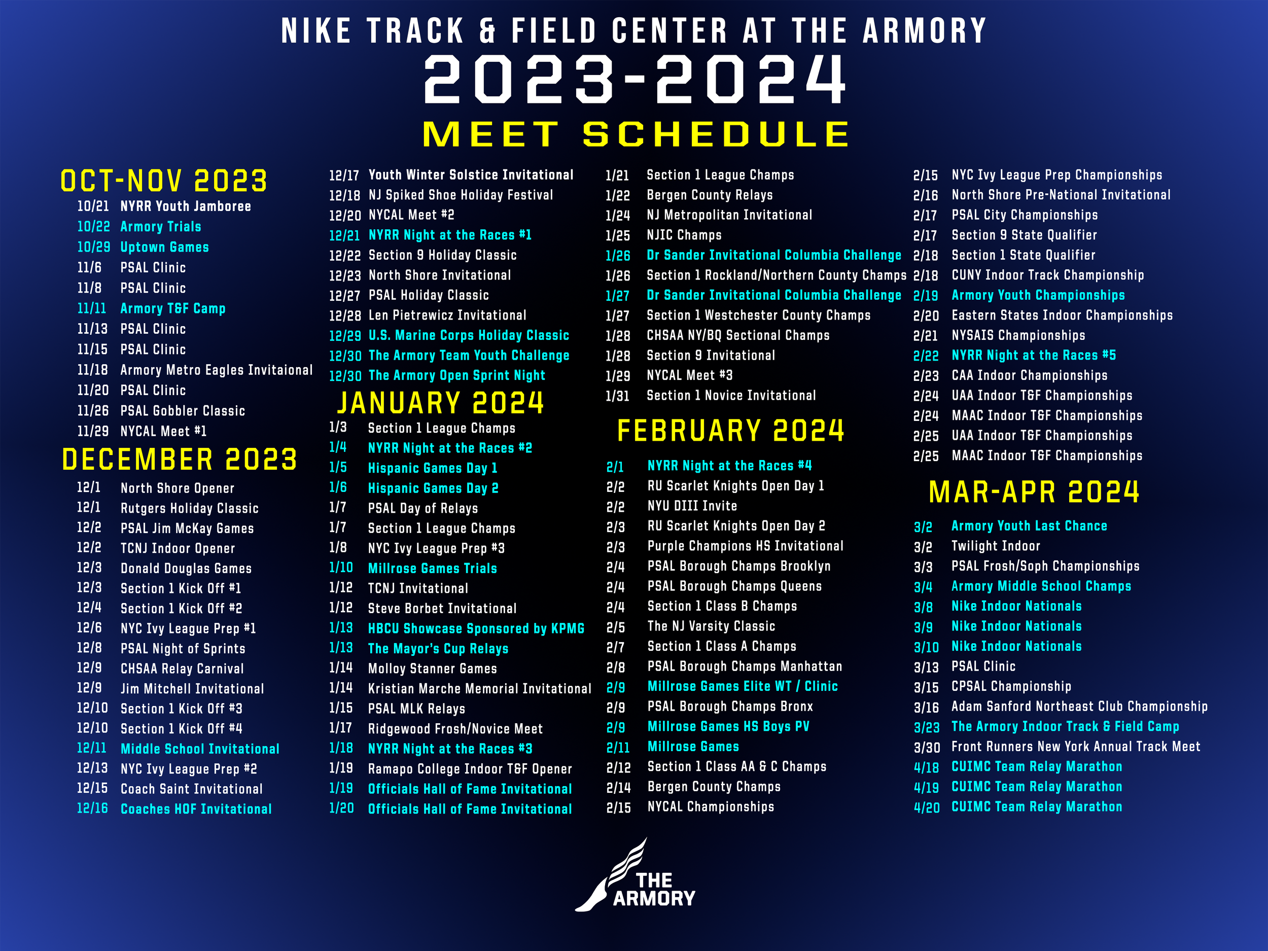 MEET SCHEDULE The Armory Foundation meet-schedule-the-armory-foundation