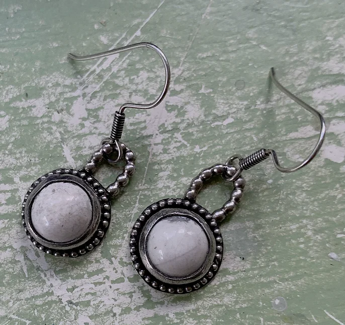 Bordered Howlite Earrings 