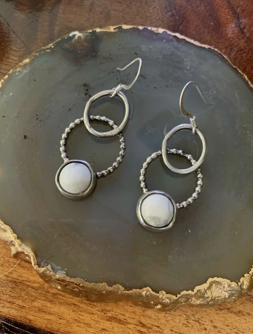 Howlite Spiral Earrings 