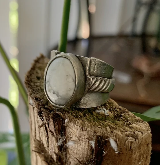 Art Deco Howlite Ring (Size 6)