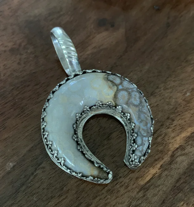Crescent Fossil Pendant 