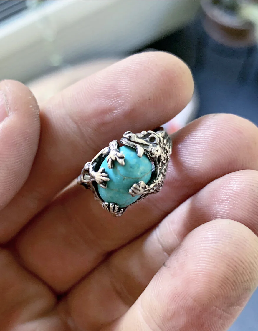 Dragon's Egg Ring with Turquoise (Size 6)
