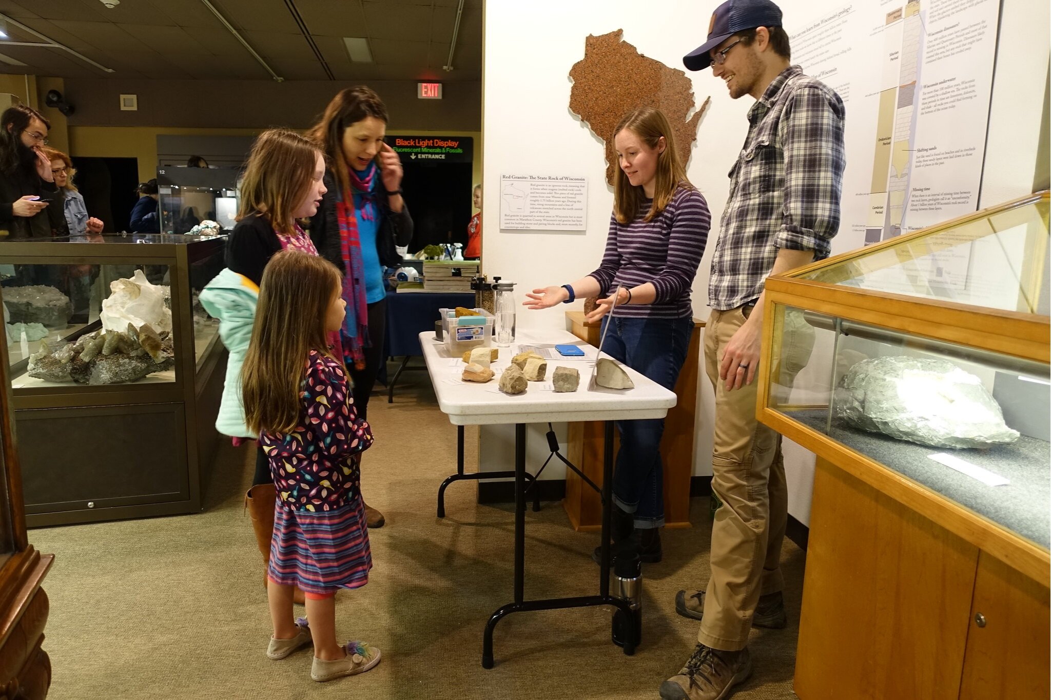  Talking with community members about local Central WI groundwater at the UW Madison Geology Museum spring open house. 