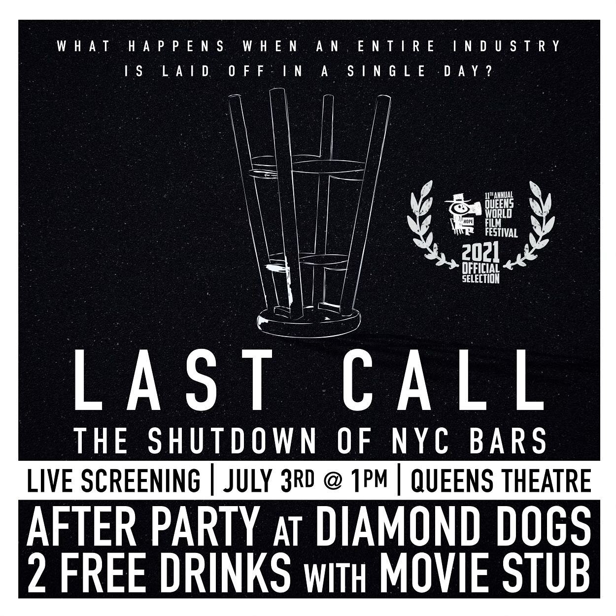 Come see the film this Saturday at the @queensworldfilmfest &amp; then join us for drinks at @diamonddogsnyc 🍻 Your first two drinks are free if you can show your movie ticket!!
TIP YOUR BARTENDERS ❤

LINK IN @lastcalldocumentary BIO
TO BUY TICKETS 