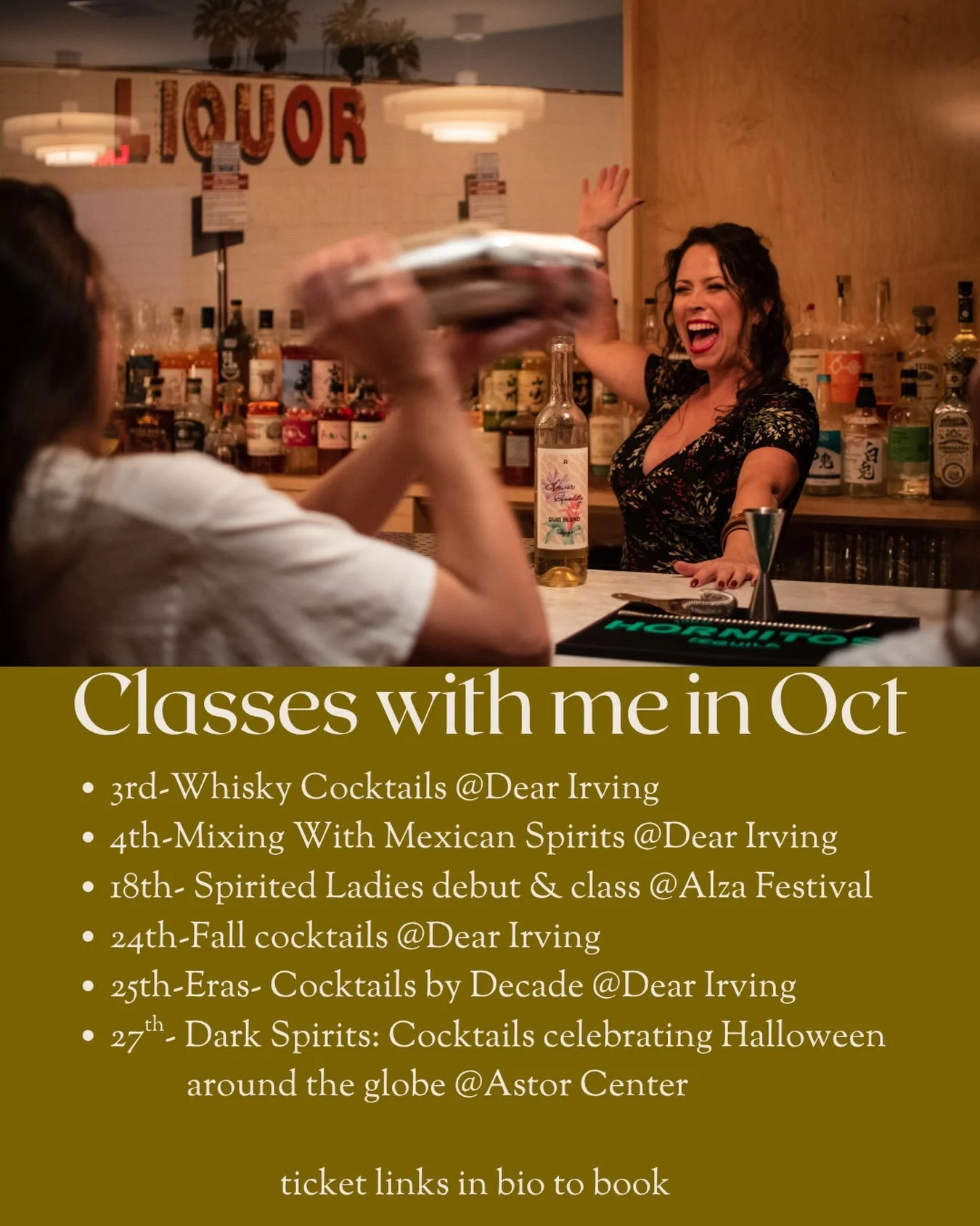 Did you have fun watching me on @cocktailwarstv ?
Sign up to take a cocktail class with me in October!

I&rsquo;ll be teaching at Dear Irving Gramercy &amp; Astor as well as a special class at the @amctheatres on 19th street after the world premiere 