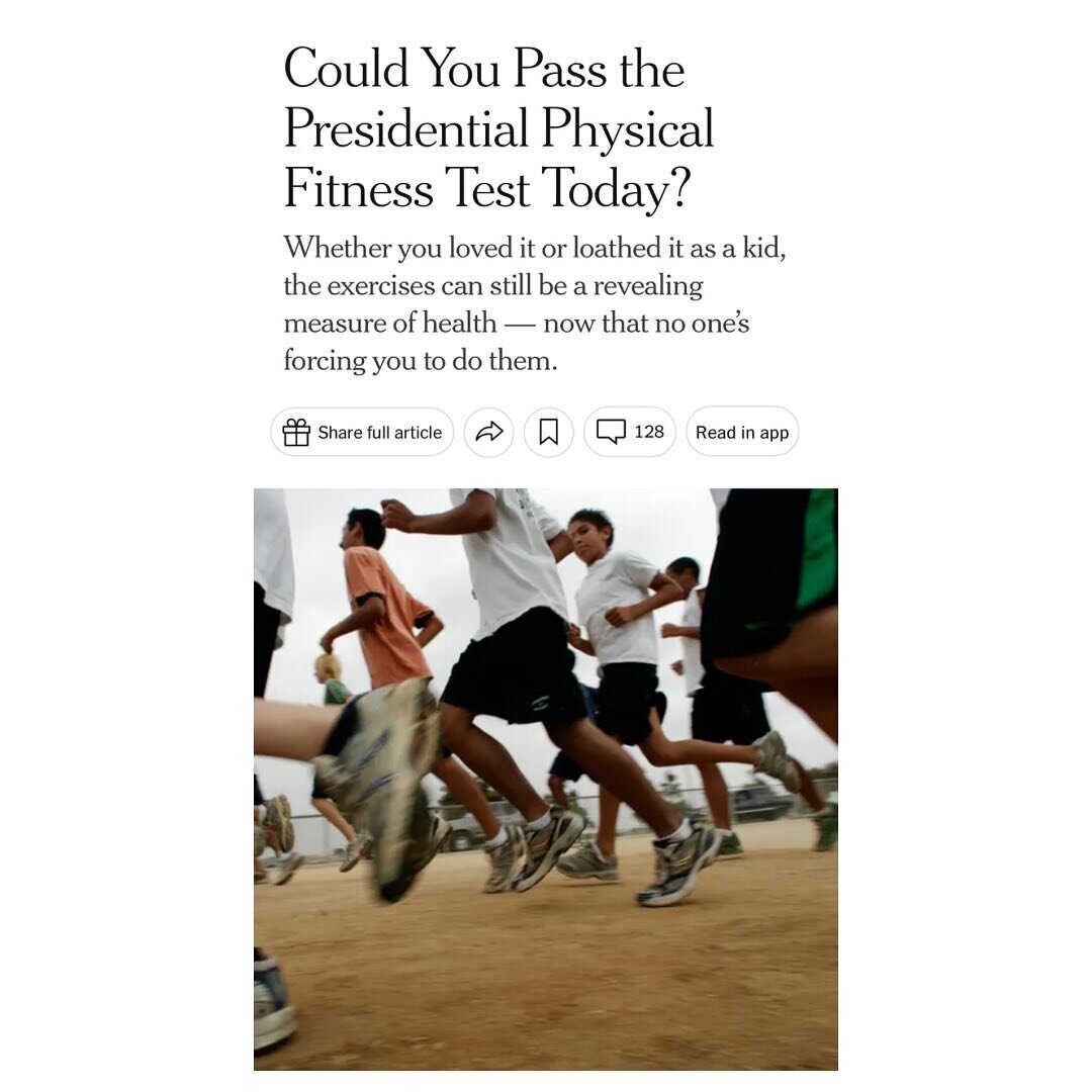My latest for @nyt_well! I have SUCH vivid memories of taking the test in elementary school. And I&rsquo;ll be honest &mdash; I think I&rsquo;m still working through the feeling that I&rsquo;m somehow not an athlete because I couldn&rsquo;t do a pull
