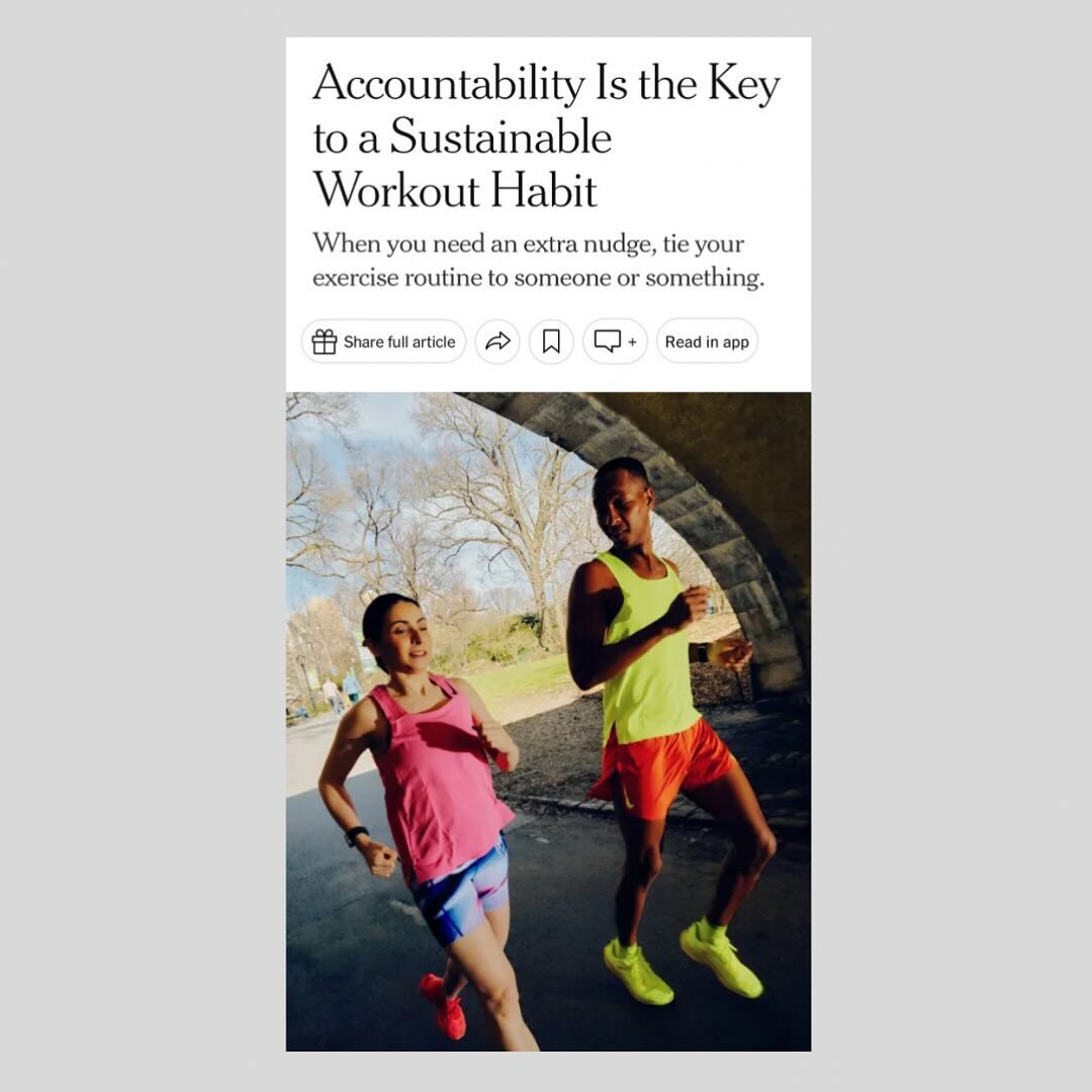 My latest, on how to harness the science of accountability to meet your movement goals. A special thanks to the incredible @amygruenhut for sharing her story! 💪

(And a shoutout to my own running buddy / accountability partner through the years, @hr