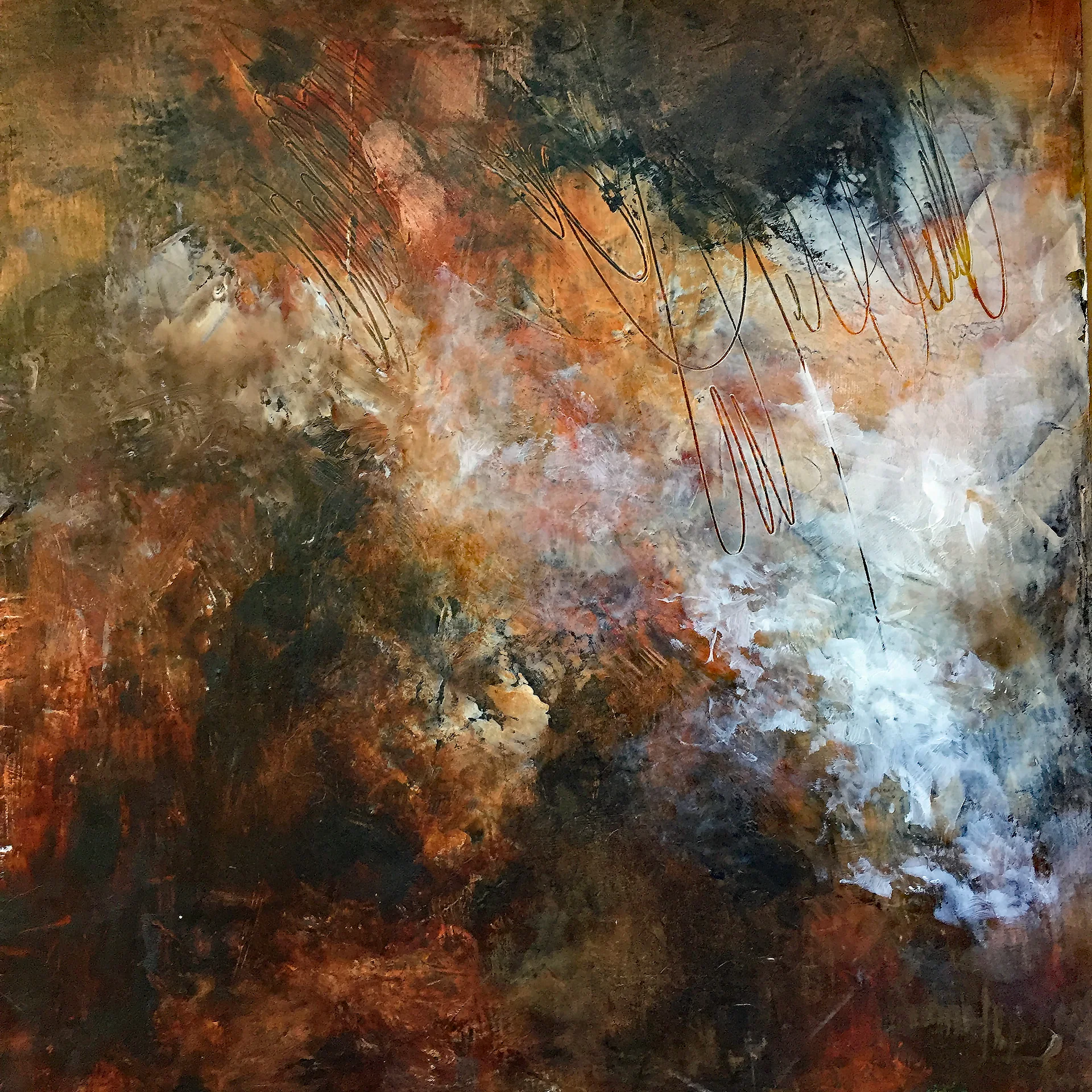 Untitled mixed media oil and CW 16.5” x 17.25” 2018