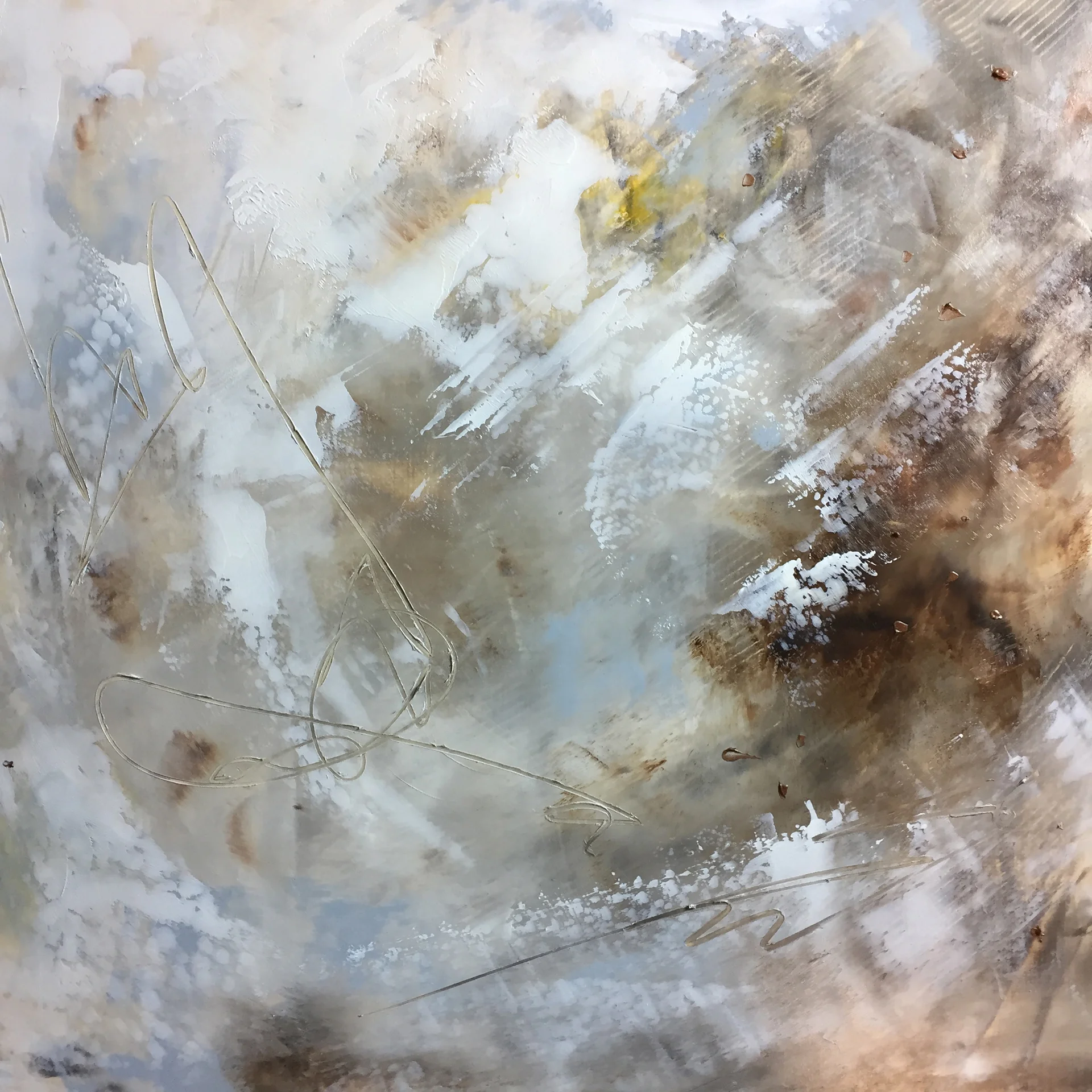 Obvara I Mixed Media Oil and Cold Wax 16” x 16” 2018