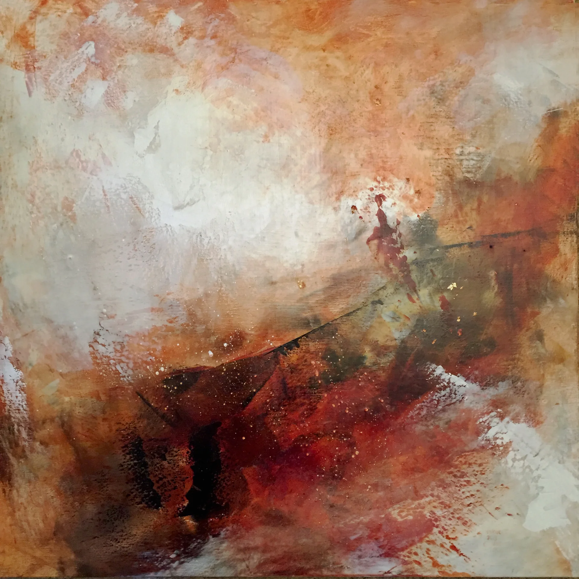 Red Road Mixed media oil and CW 24” x 24” 2018 SOLD