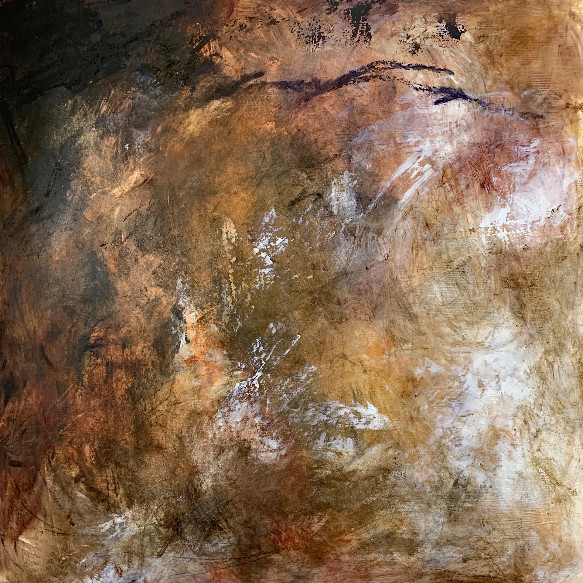 Fractured Meandering II Mixed Media Oil and Cold Wax 30” x 30” 2018