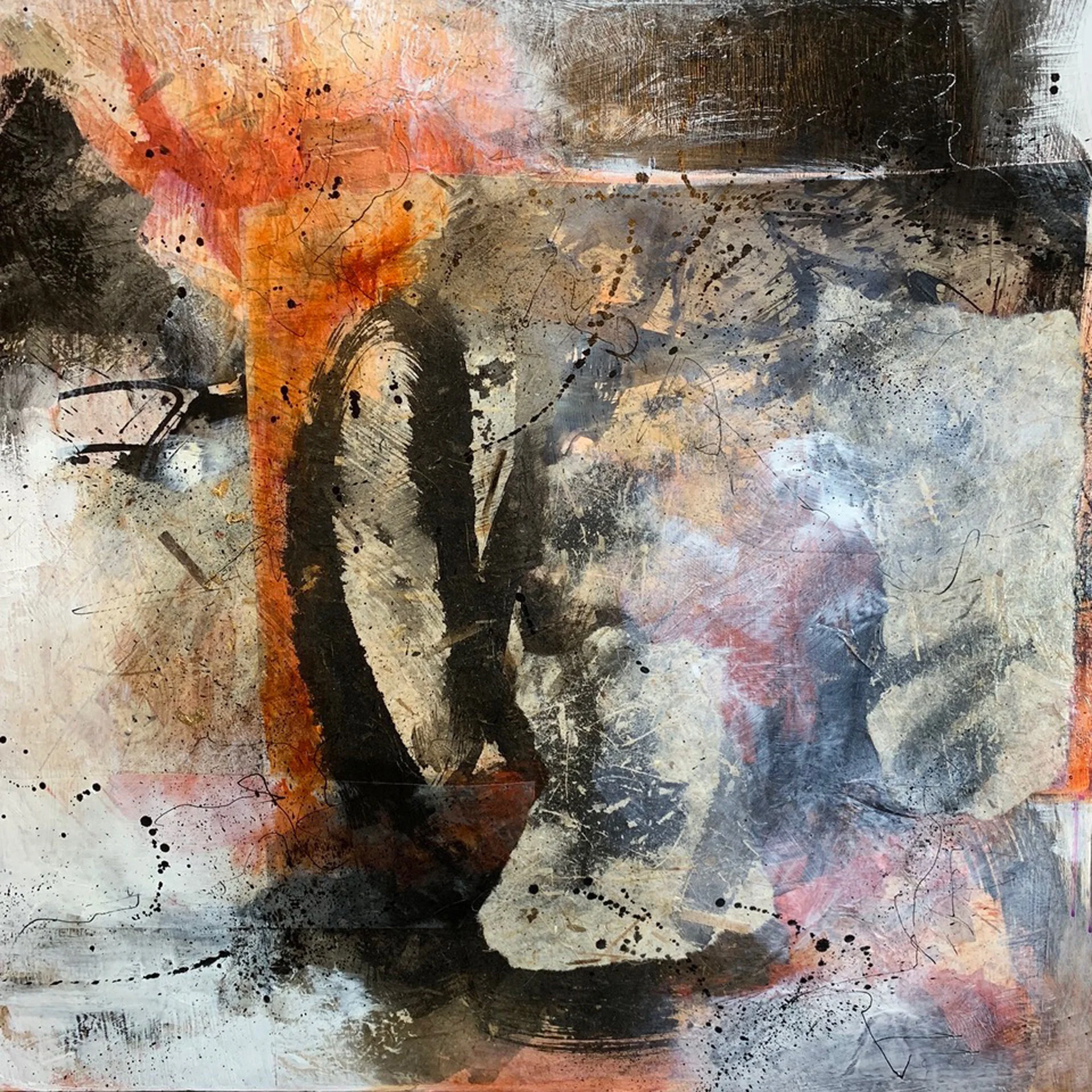 Untitled Mixed Media Acrylic and Ink Collage 24” x 24”