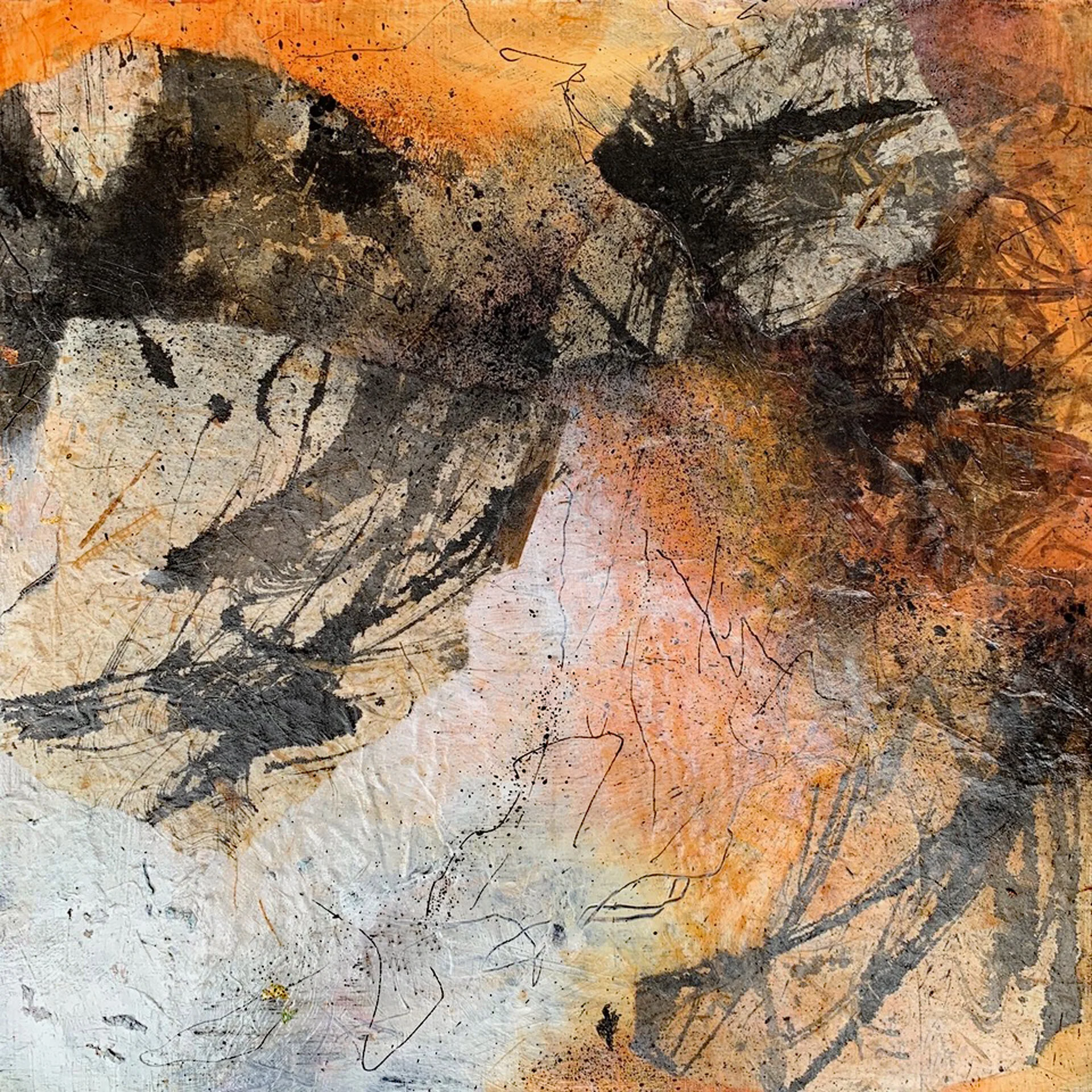 Untitled Mixed Media Acrylic and Ink Collage 16” x 16”