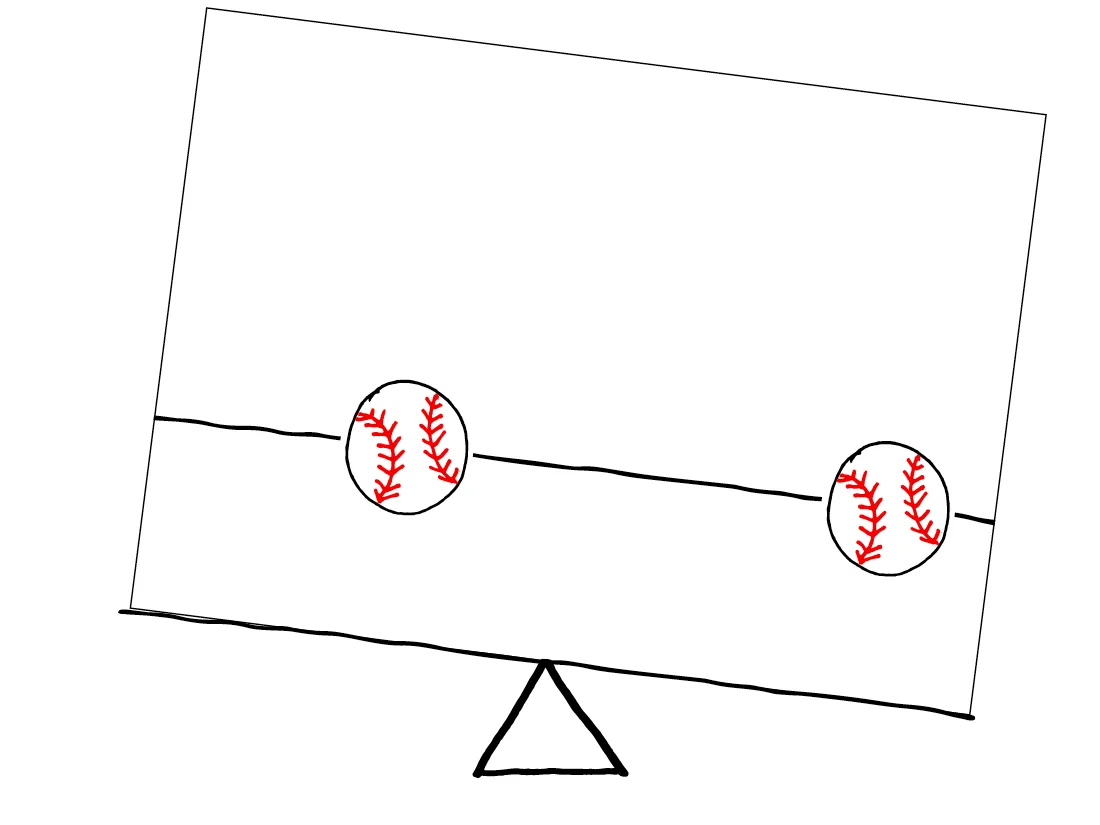 Unbalanced - 2 baseballs not equally spaced