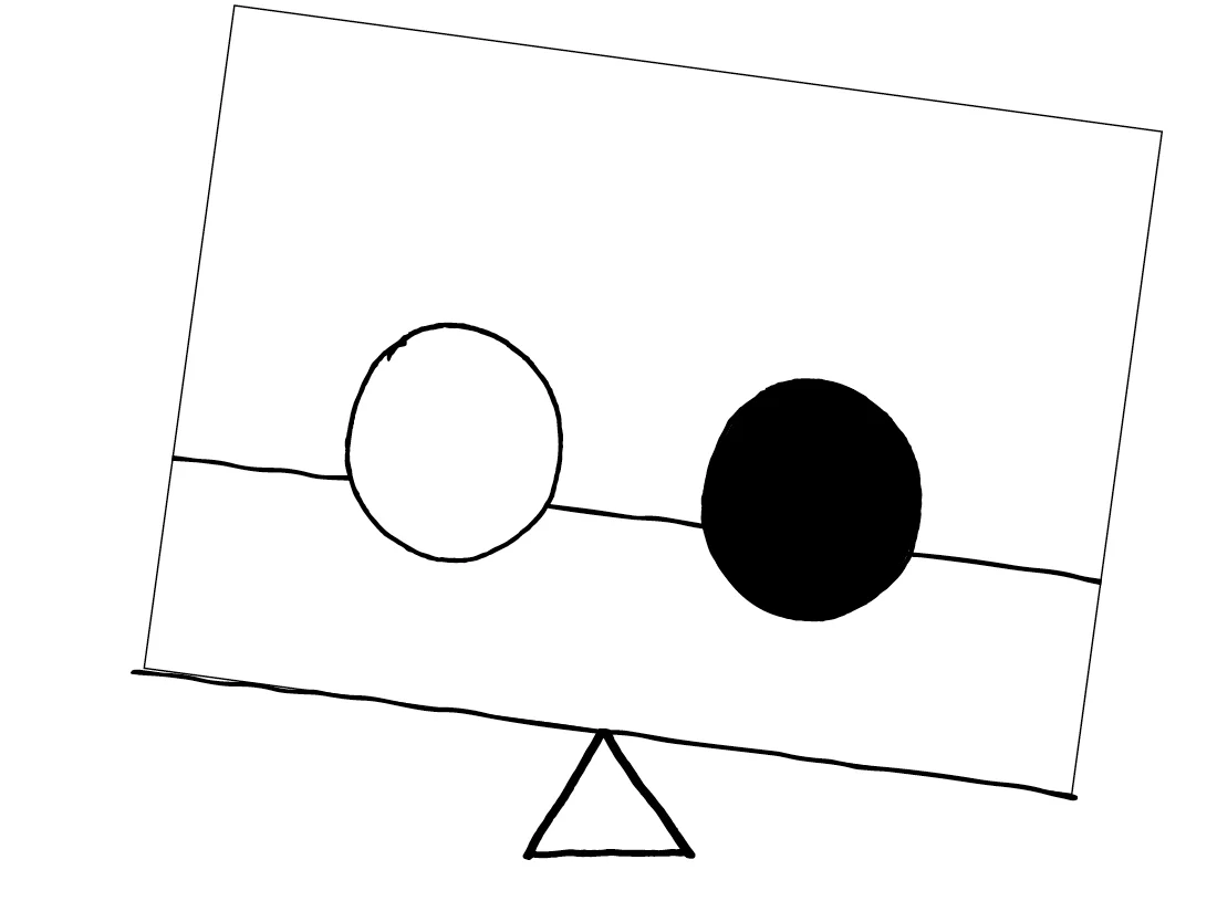 Unbalanced - Same size Dark circle & white circle equally spaced