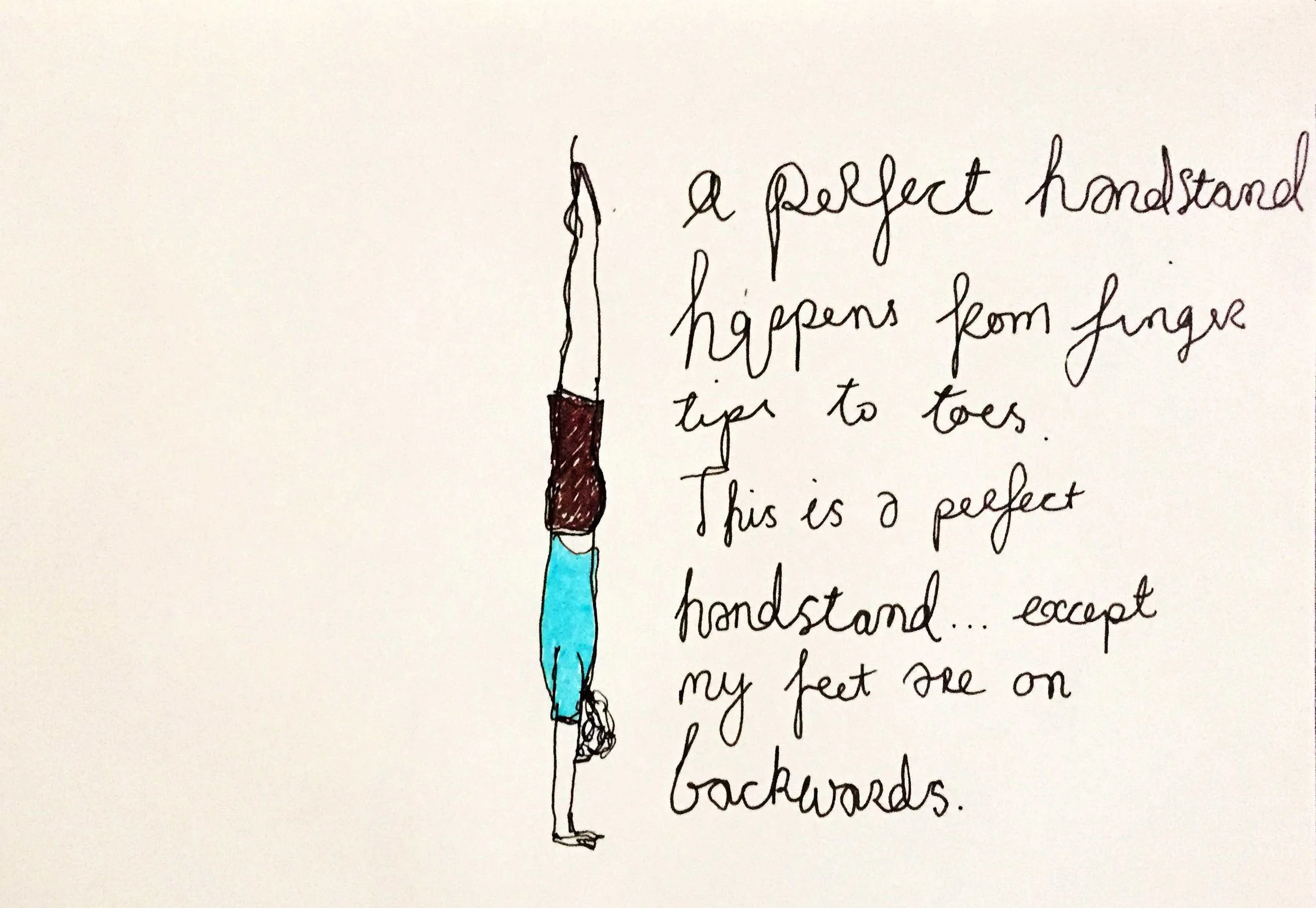 A perfect handstand. Drawing Luke Hockley.