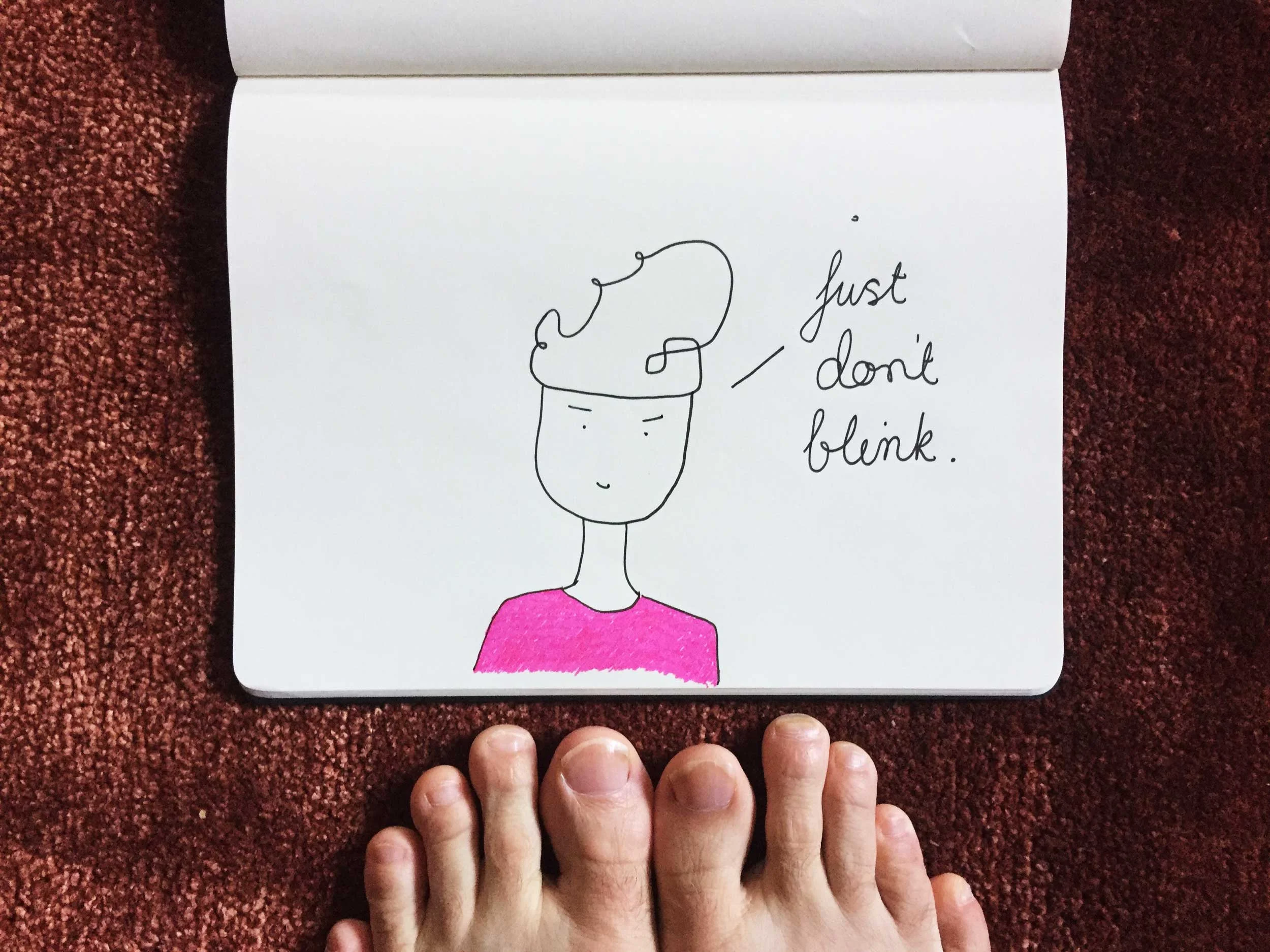 Just don't blink. Drawing Luke Hockley.