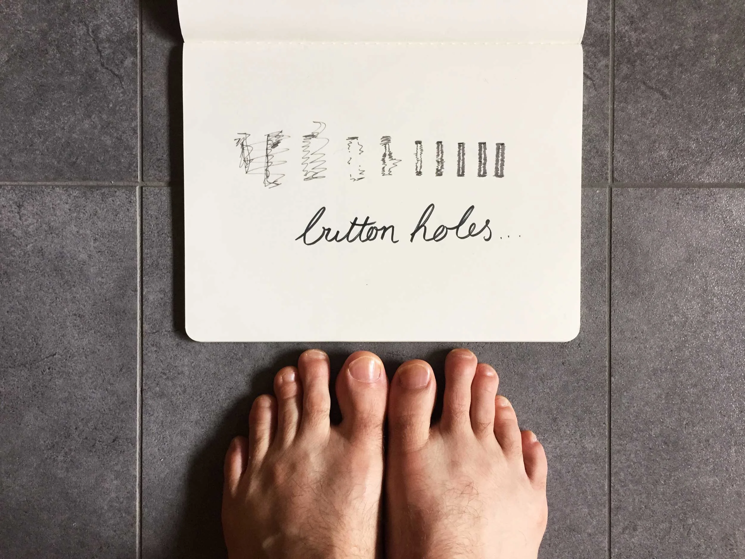 Buttonholes. Drawing Luke Hockley.