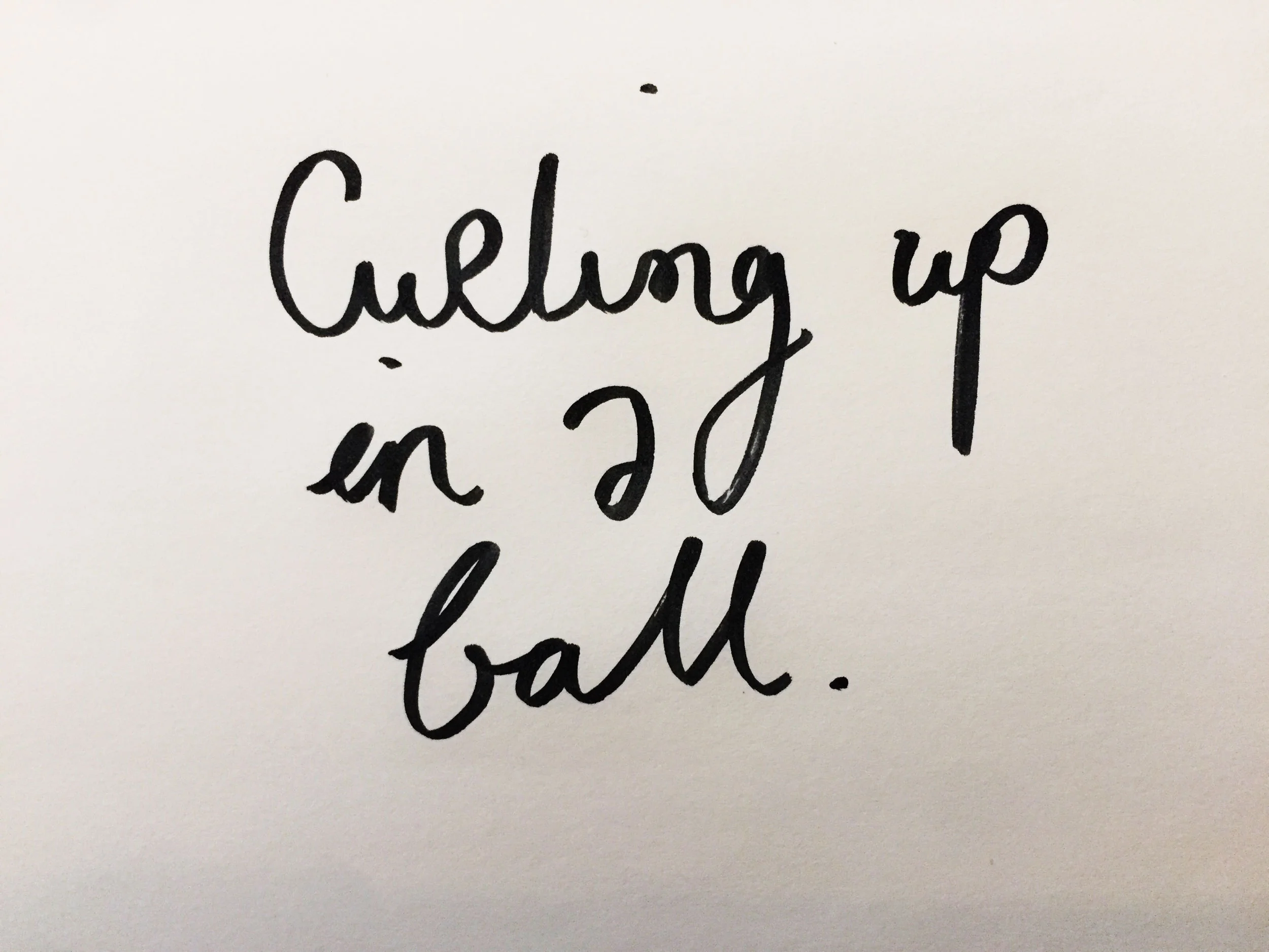 Curling up in a ball. Drawing Luke Hockley.
