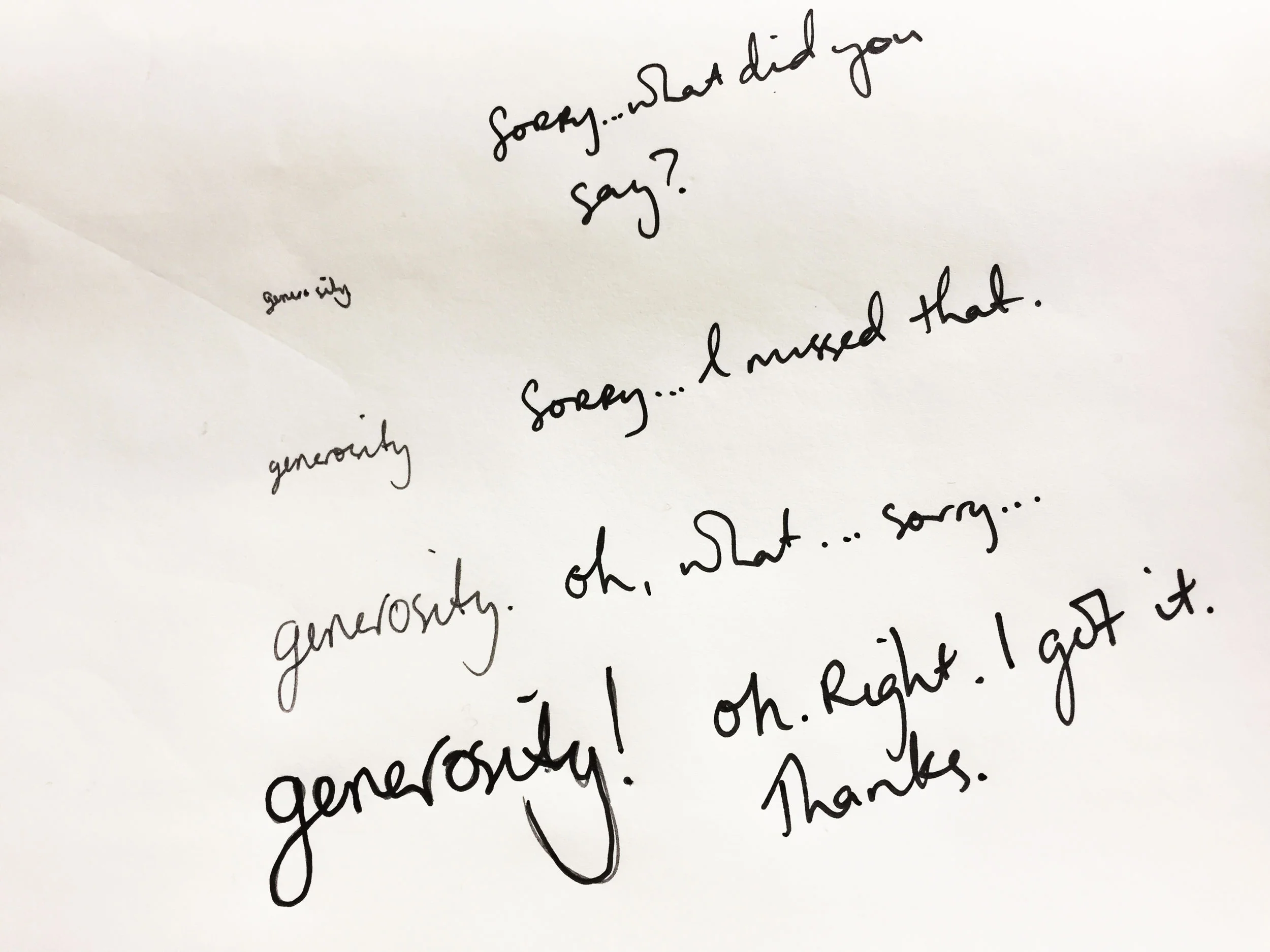 Generosity. Drawing Luke Hockley.
