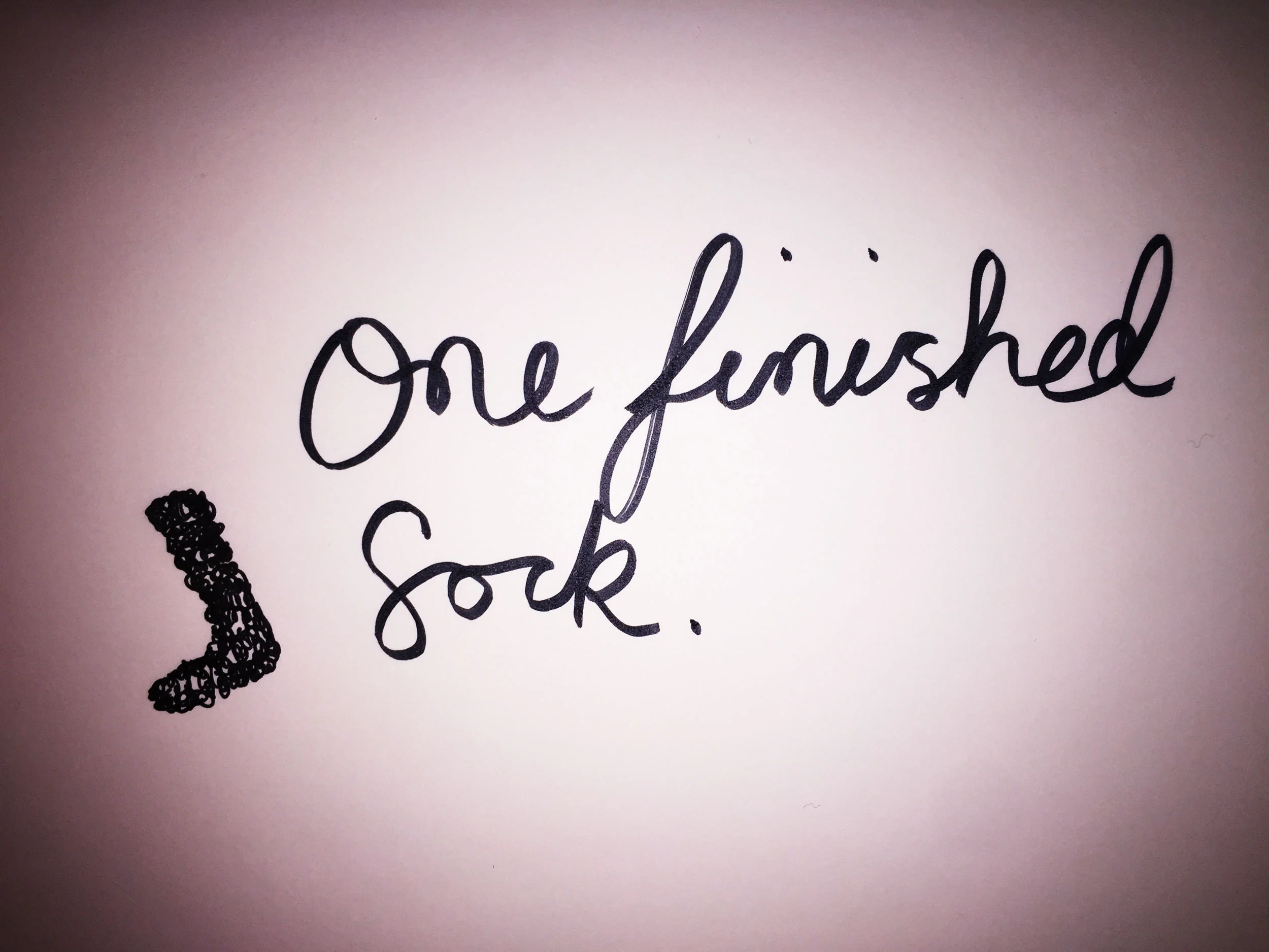 One finished sock. Drawing Luke Hockley.