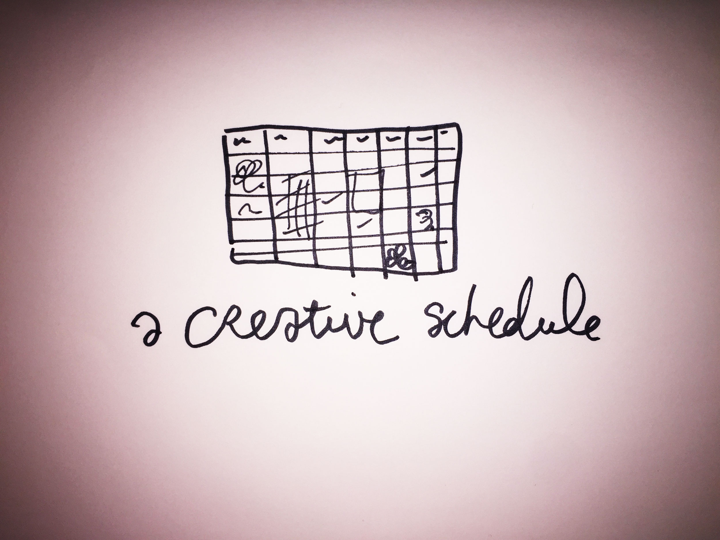 A creative schedule. Drawing Luke Hockley.