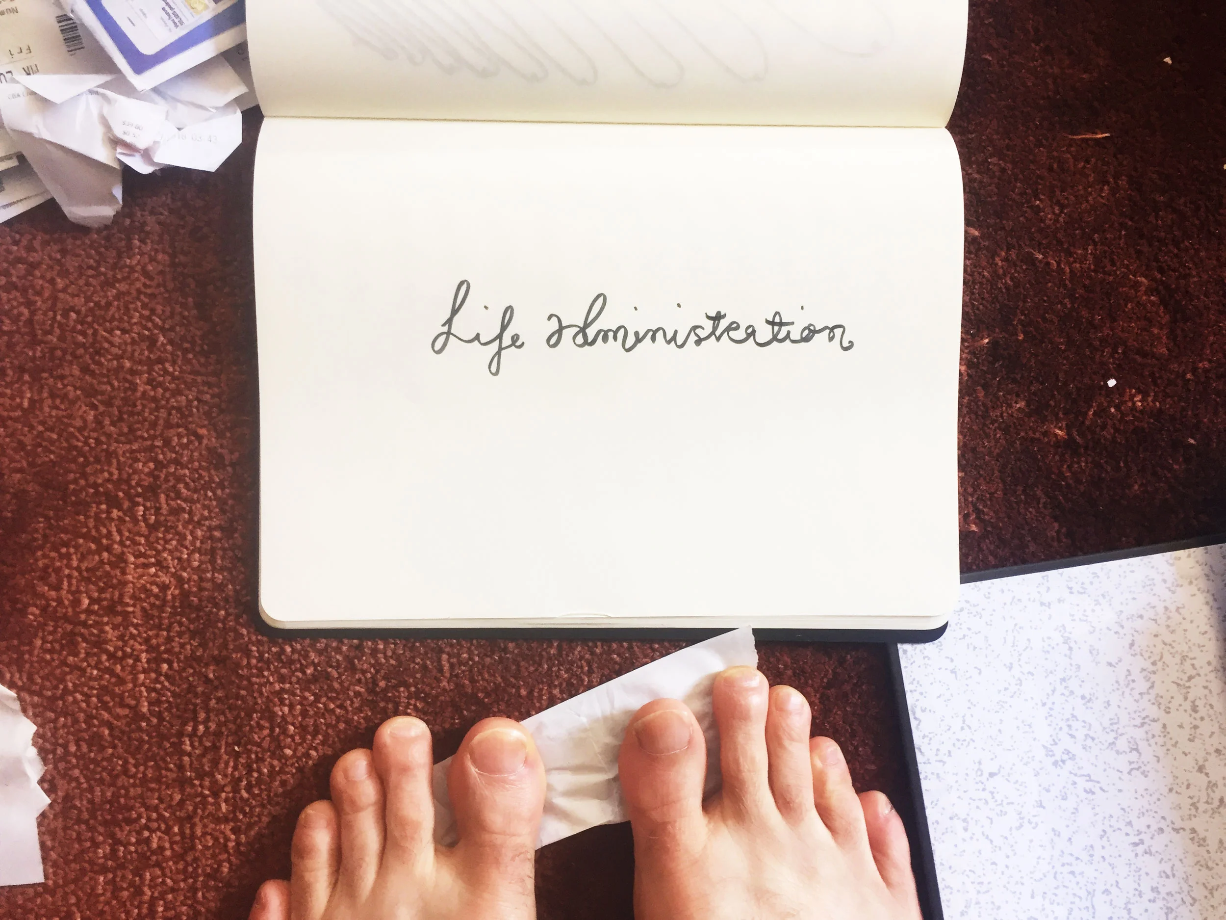 Life administration. Drawing Luke Hockley