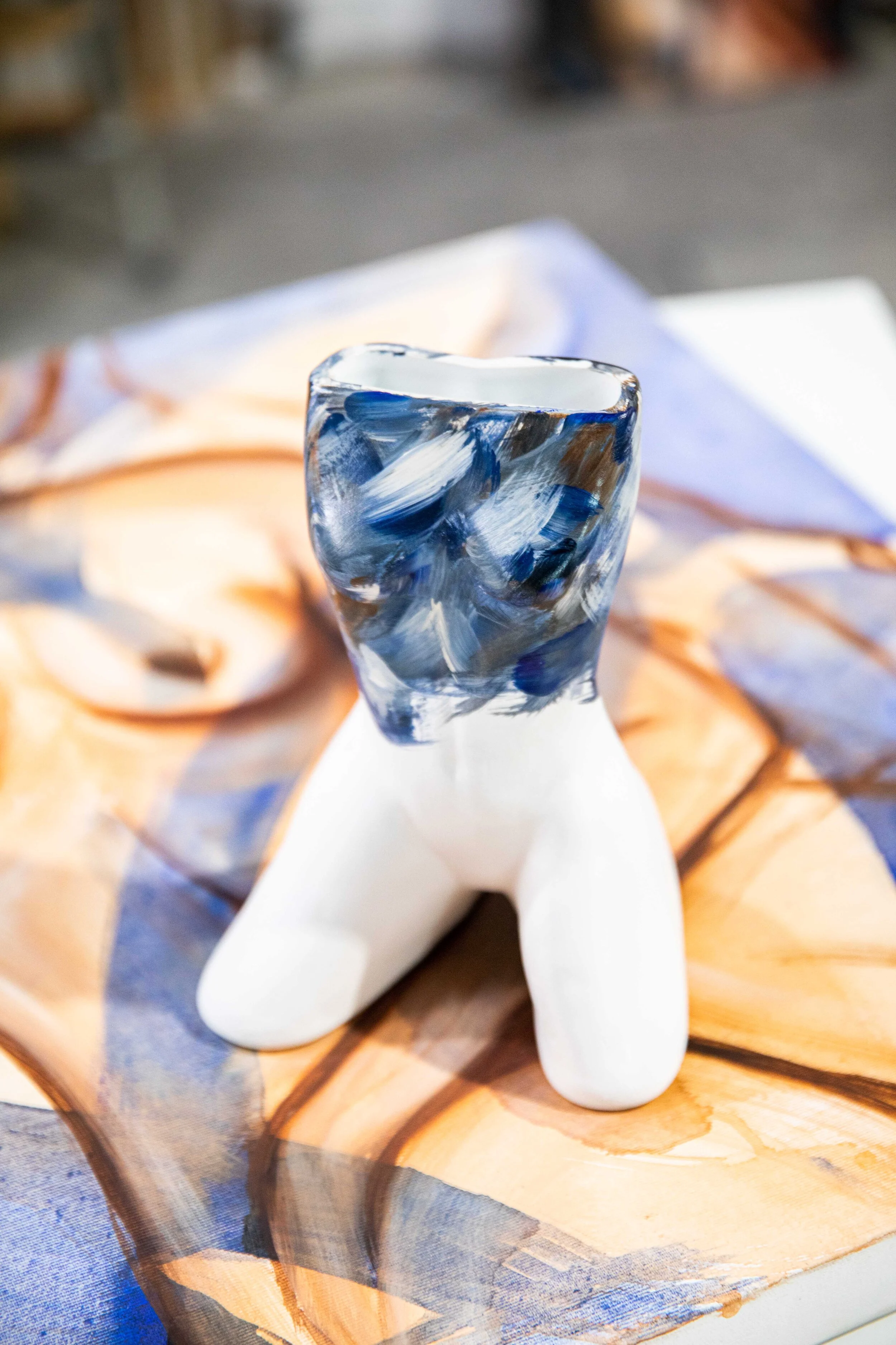 Chiara Mecozzi Figurative Hand Painted Ceramic Sculpture Bust of a Woman