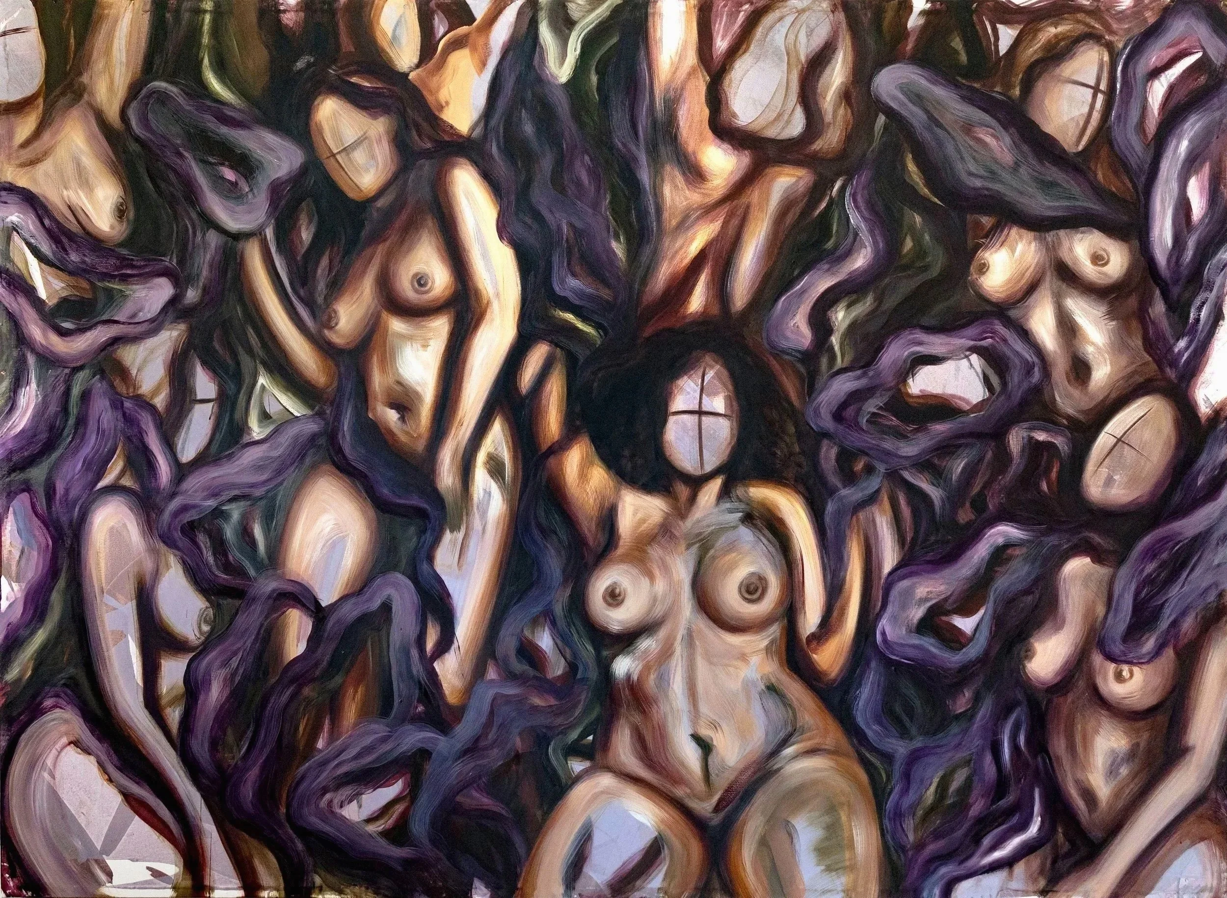 Don de Fluir, 2025. Acrylic and Oil on Linen, 58 x 78 inches (147.3 x 198.1 cm)