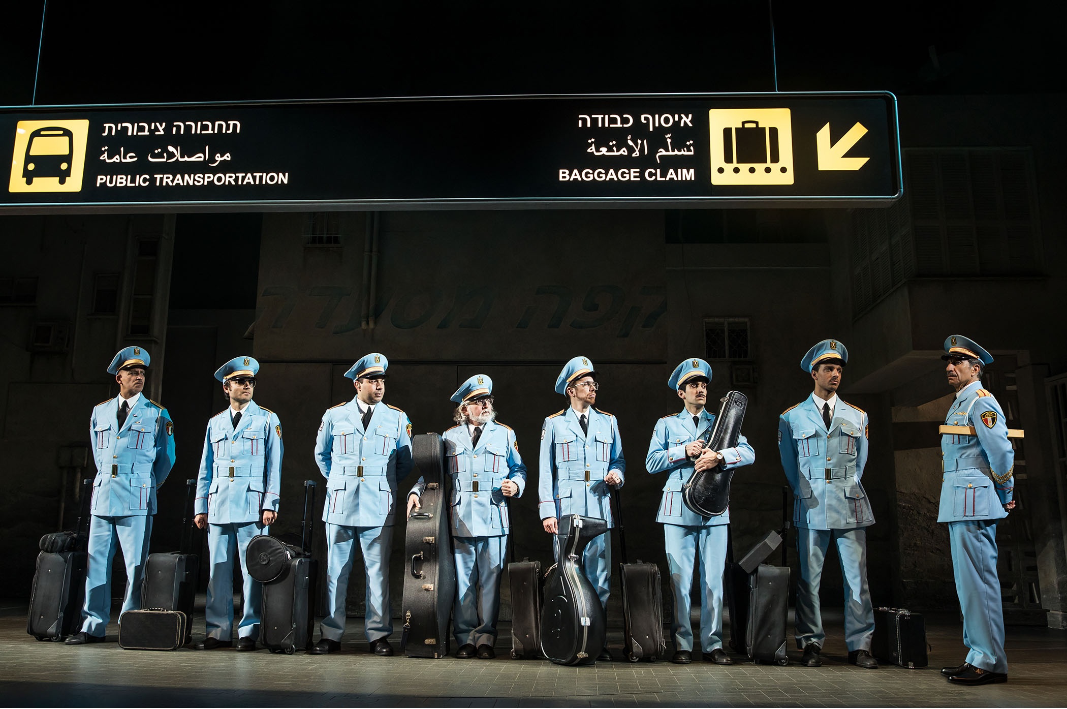 The Company of THE BAND'S VISIT, photo by Evan Zimmerman for MurphyMade