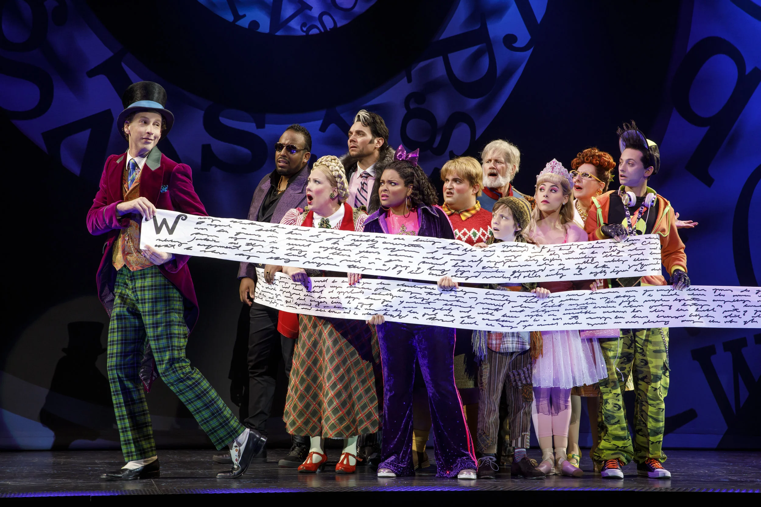 The cast of Roald Dahl’s CHARLIE AND THE CHOCOLATE FACTORY. Photo by Joan Marcus